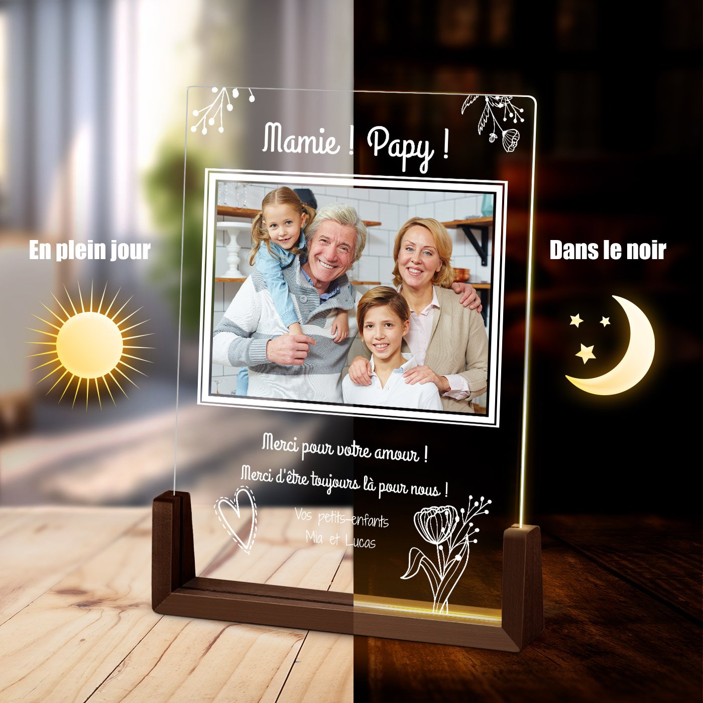 Lámpara LED personalizada Murrano - XL para abuelos
