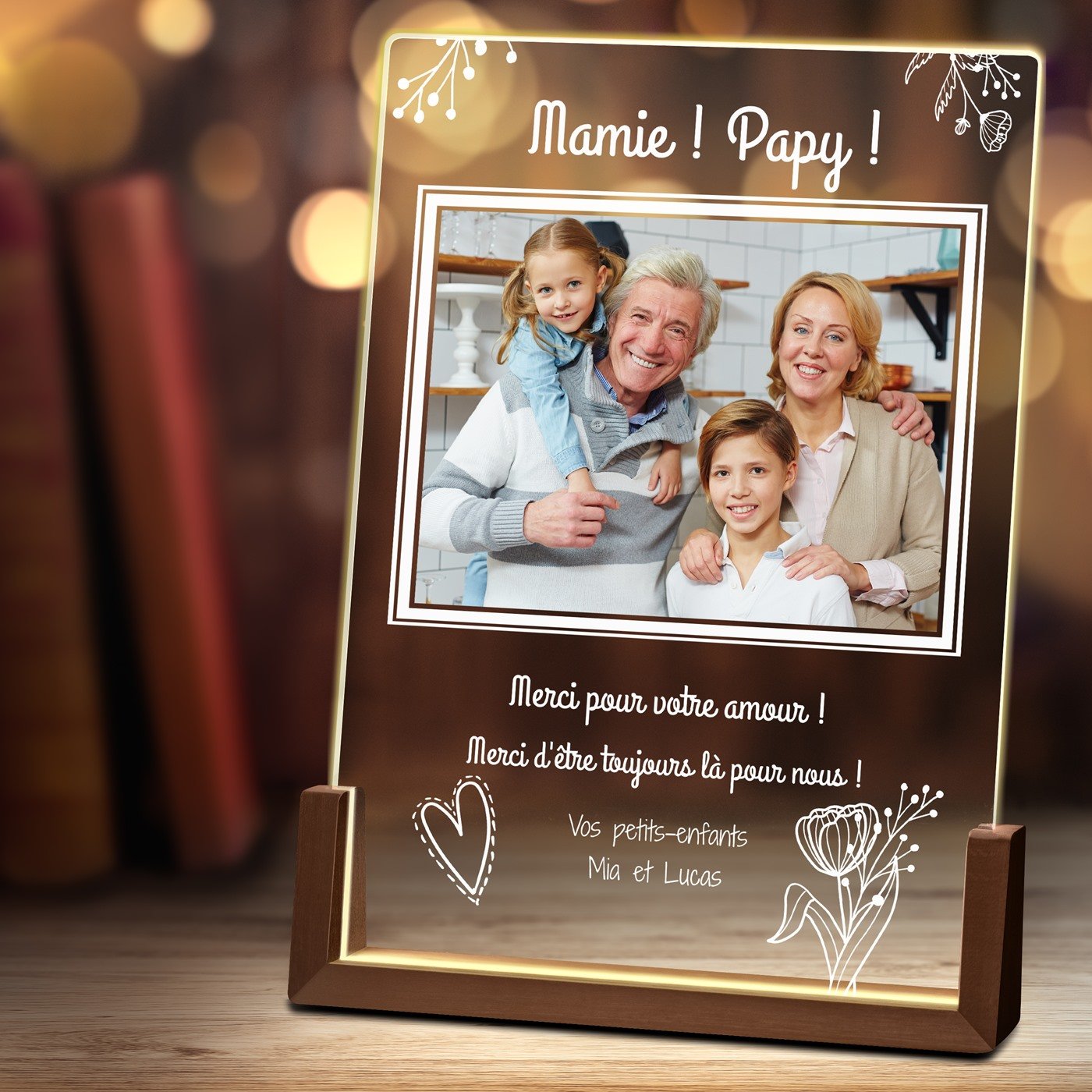 Lámpara LED personalizada Murrano - XL para abuelos