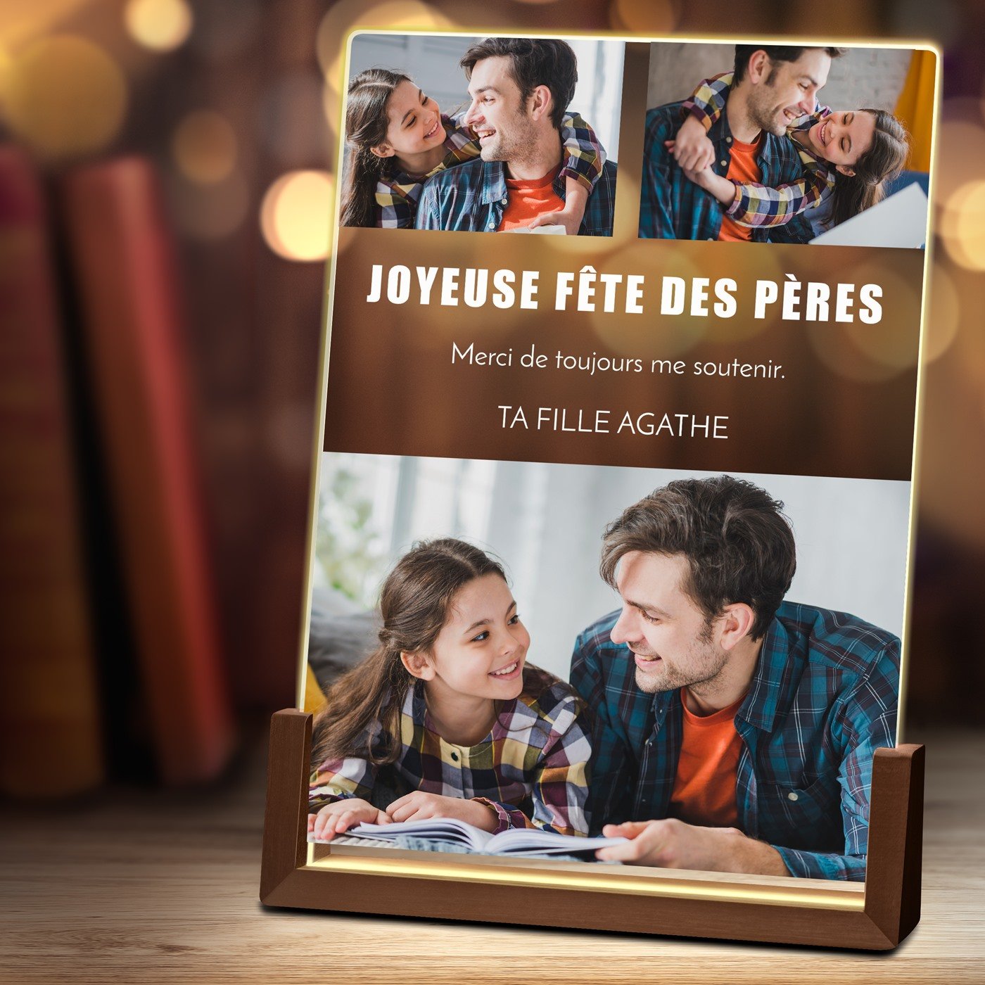 Lámpara de foto LED personalizada Murrano para papá - Regalo del Día del Padre