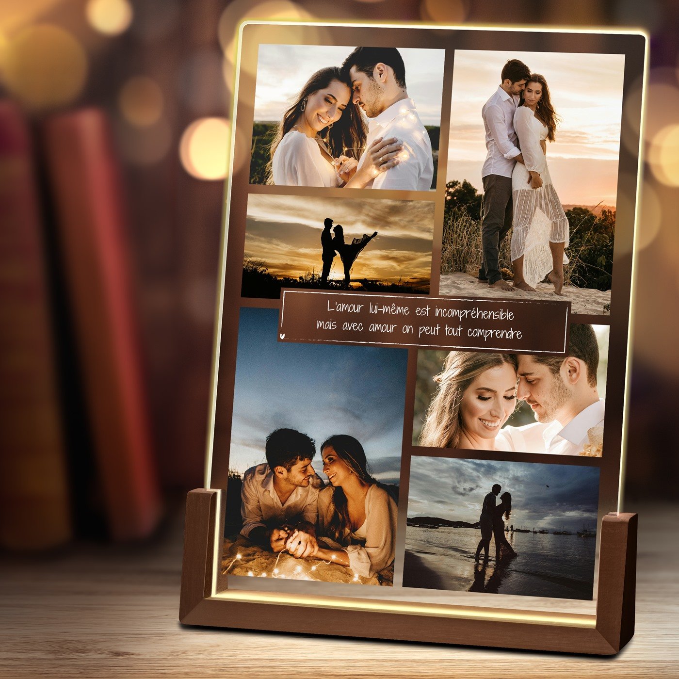 Lámpara LED XL personalizada Murrano con foto para pareja