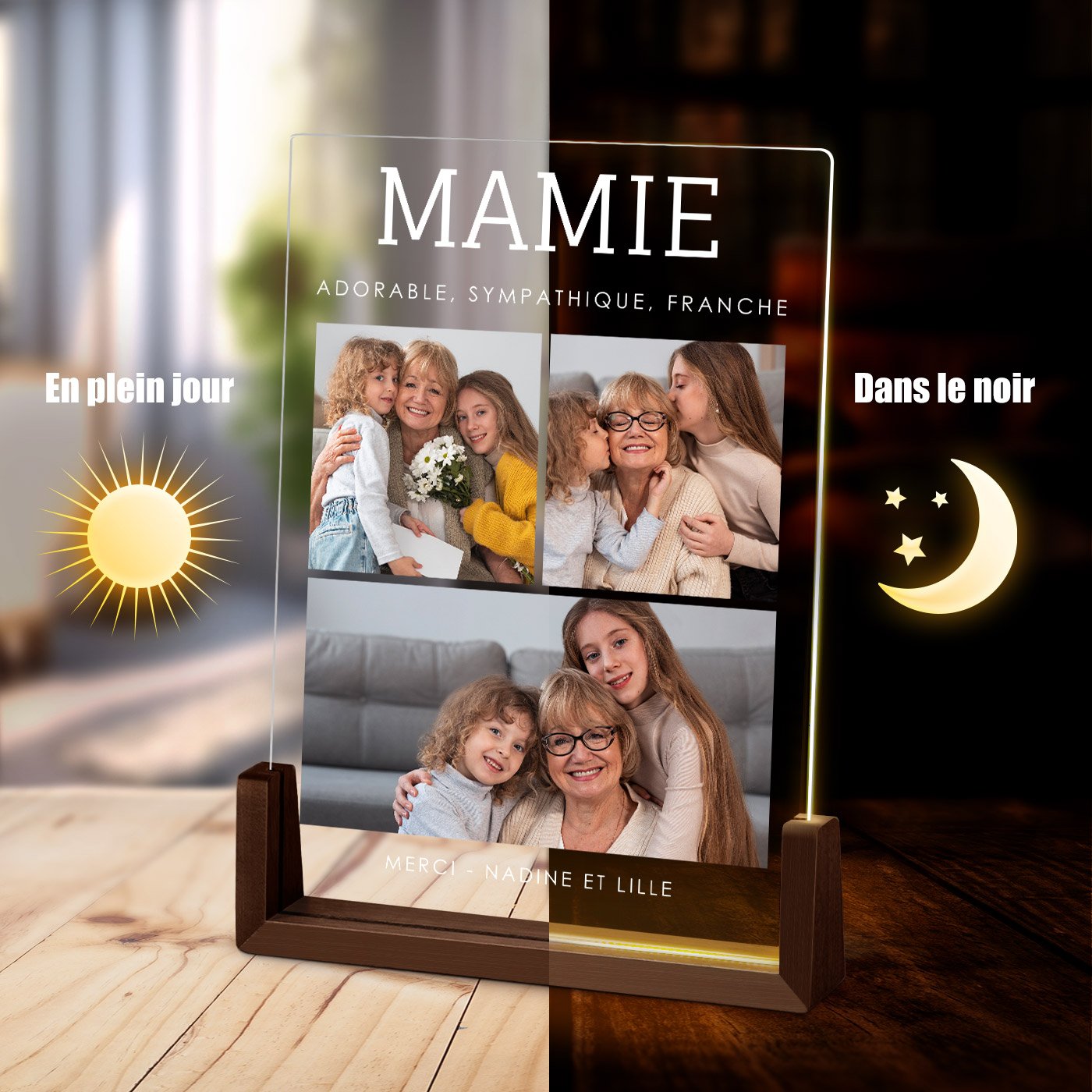 Murrano Customized LED Lamp with Photo for Grandma