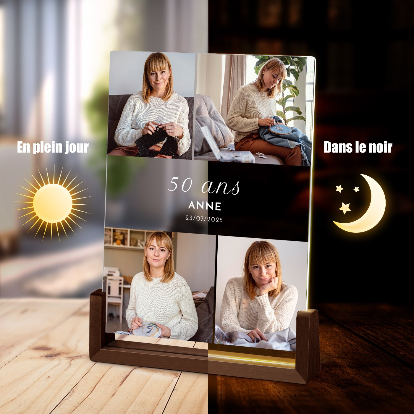 Lampe LED Murrano Personnalisée XL pour Femme - 40e Anniversaire