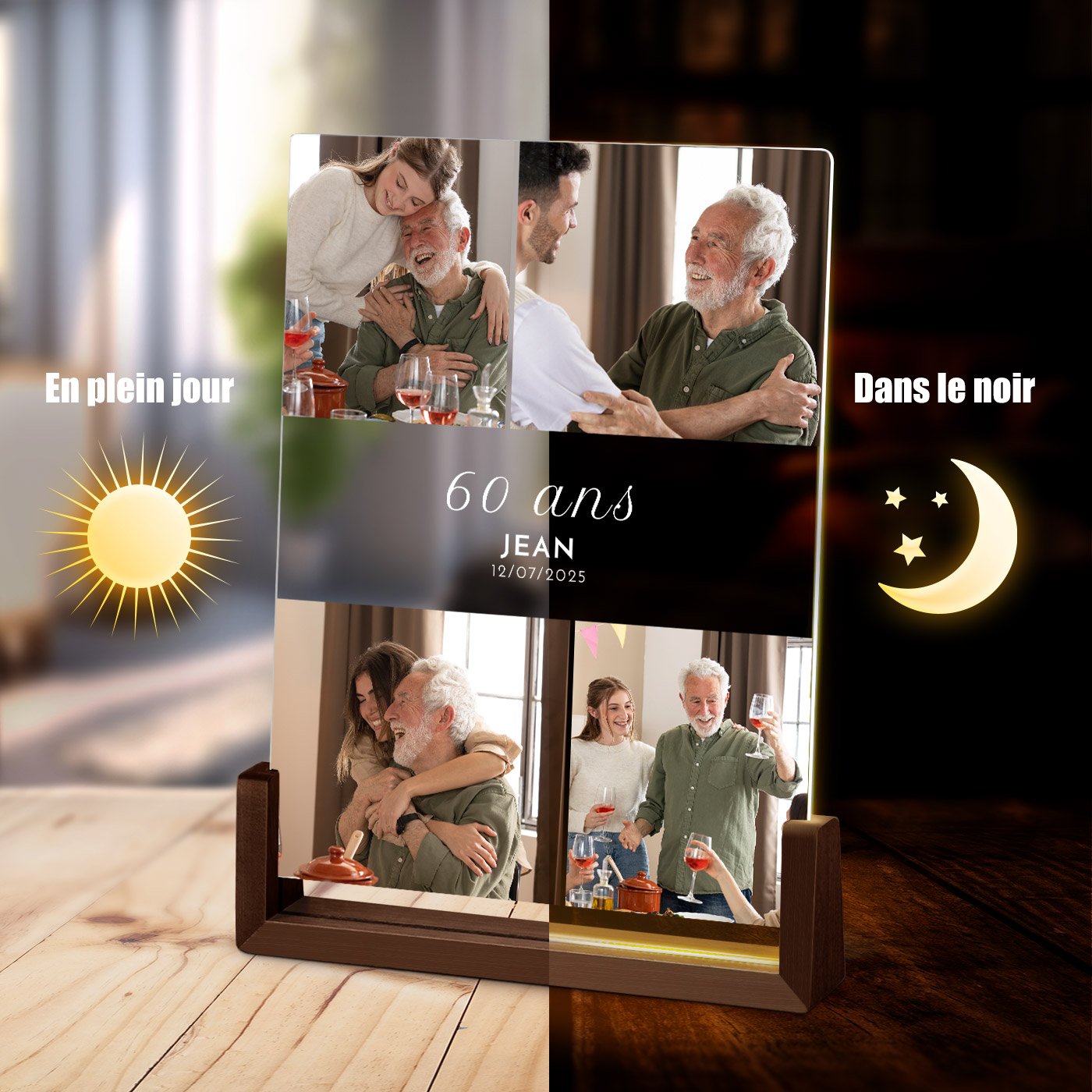 Murrano LED Photo Lamp XL - Personalized for His 60th Birthday