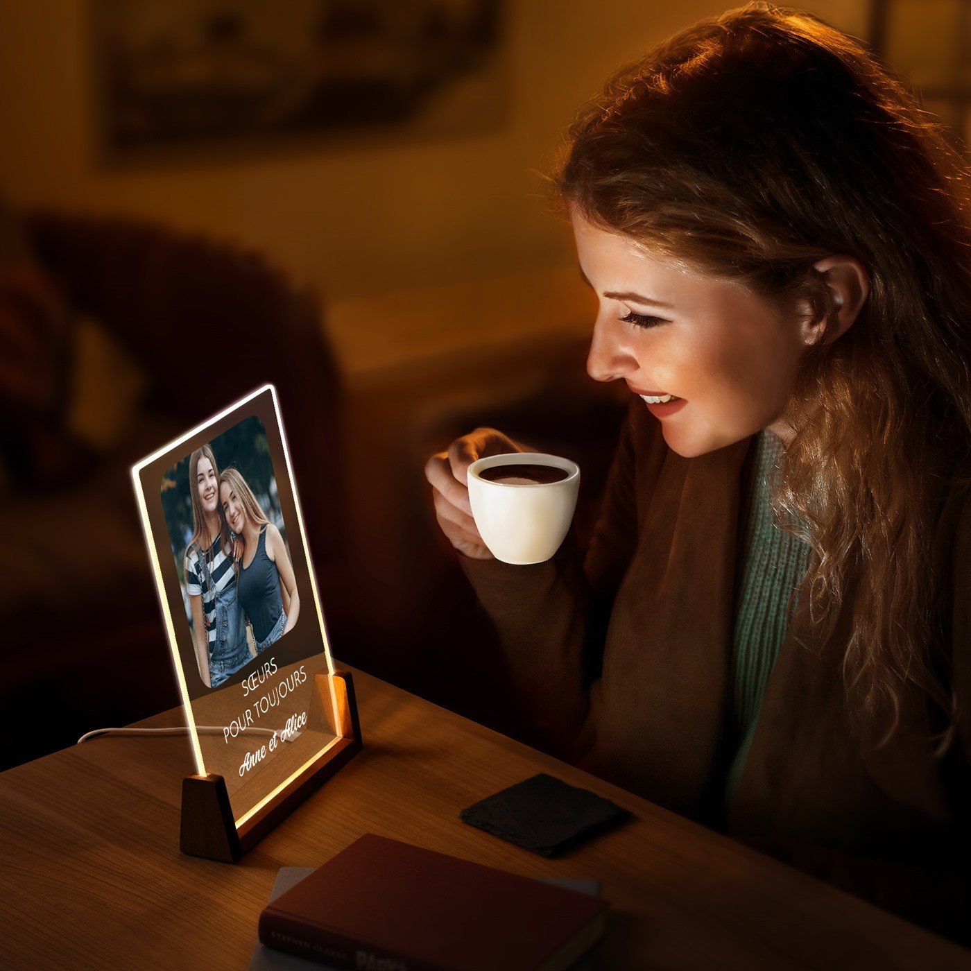 Lámpara LED Personalizada Murrano XL con Foto para Hermana Mejor Amiga
