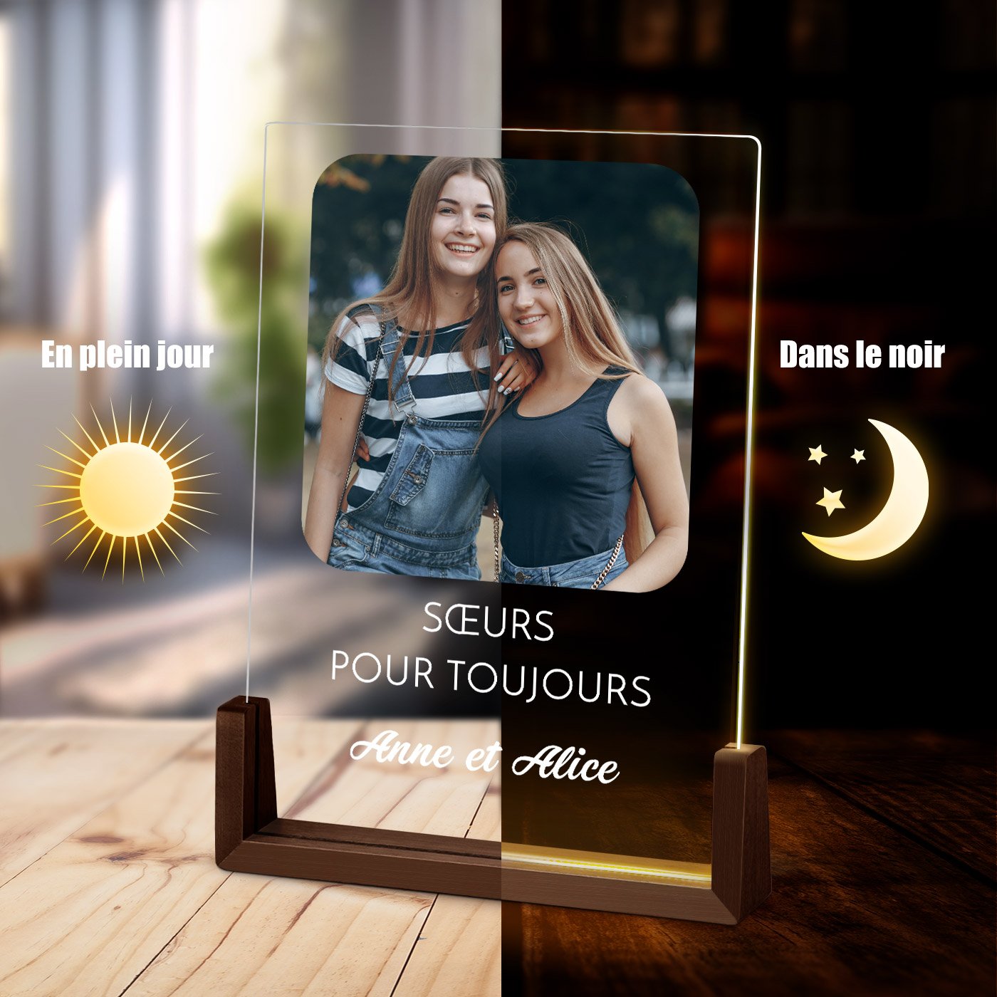 Lámpara LED Personalizada Murrano XL con Foto para Hermana Mejor Amiga