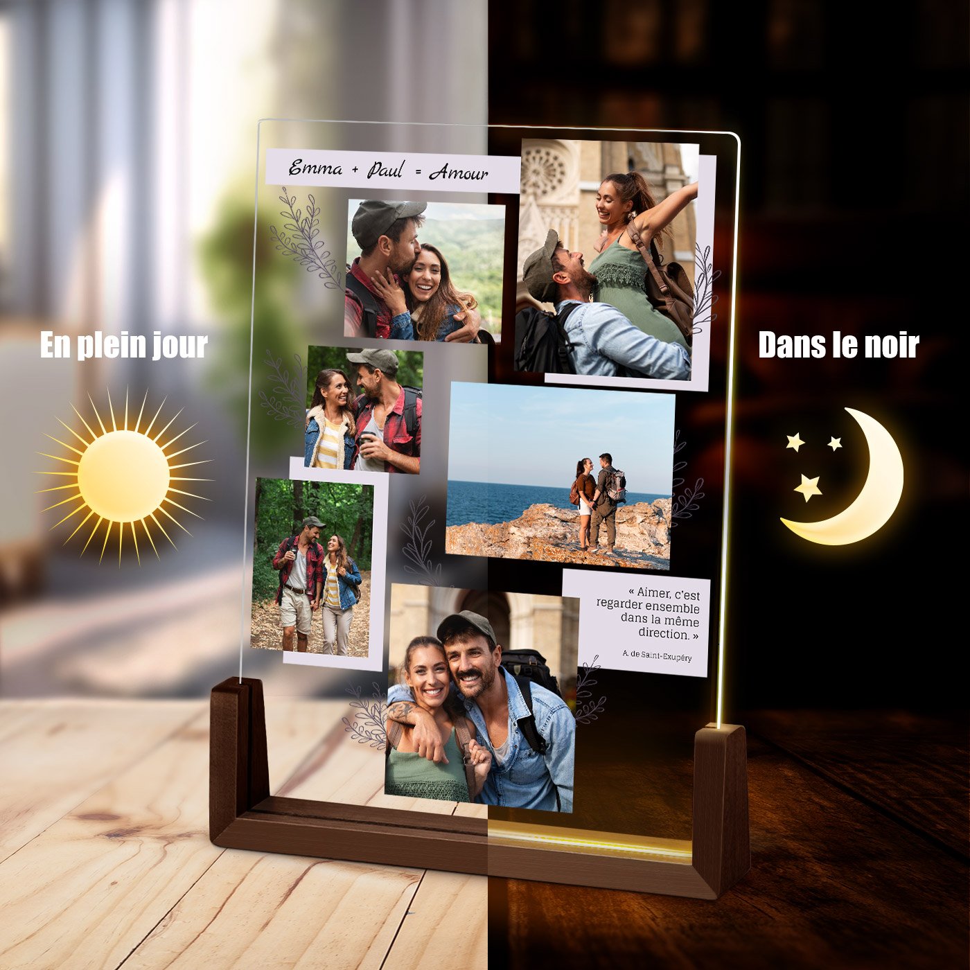 Lampe LED Murrano Personnalisée - XL pour Un Couple Amoureux