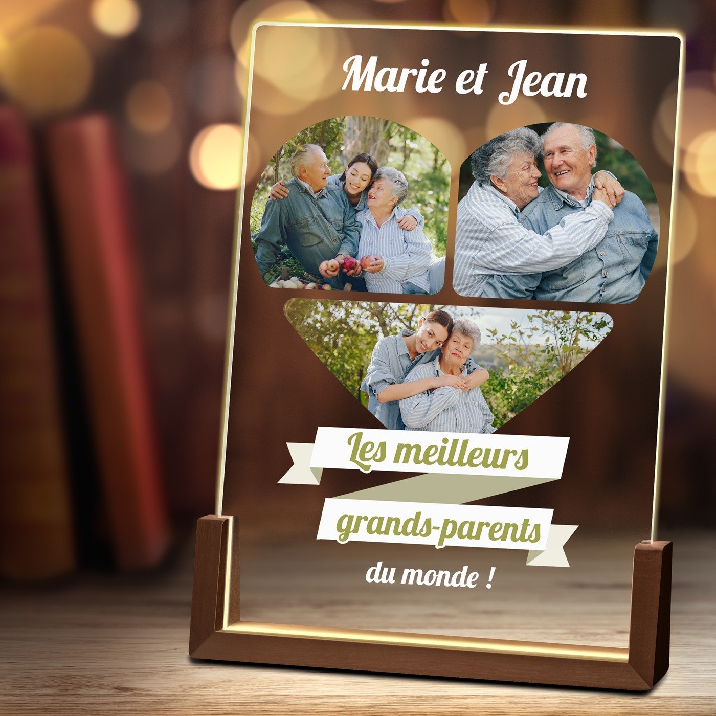 Lámpara LED XL personalizada Murrano con foto para abuelos