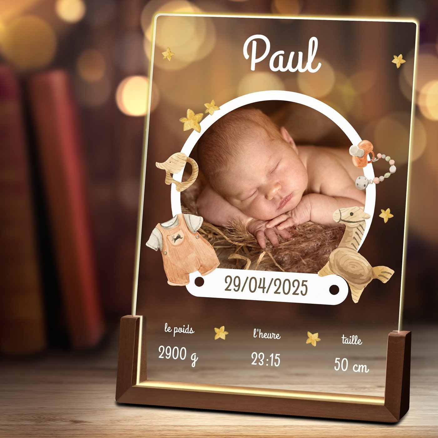 Lámpara LED Murrano Personalizada - XL para Bebé Nuevo