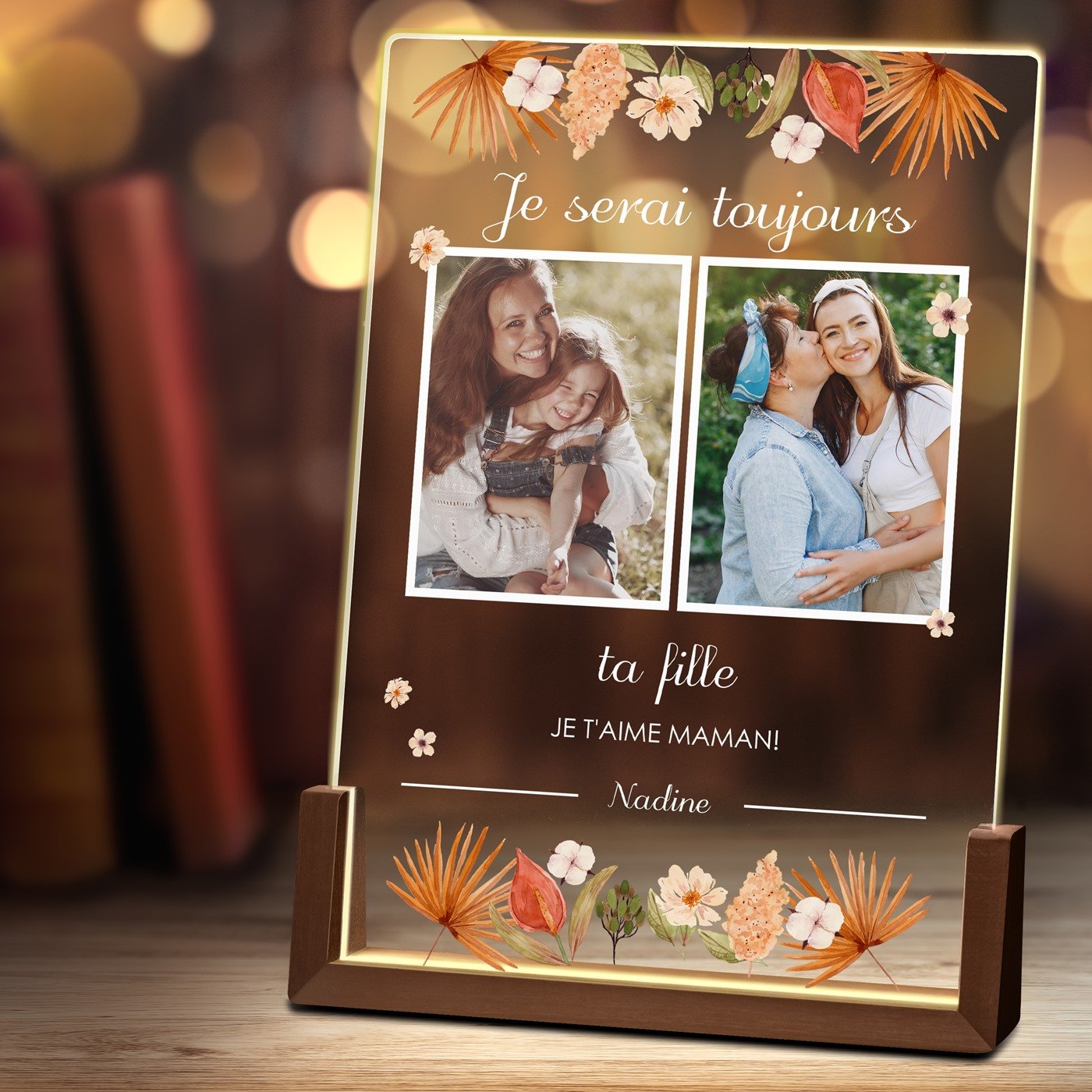 Lámpara LED XL personalizada Murrano con foto para mamá