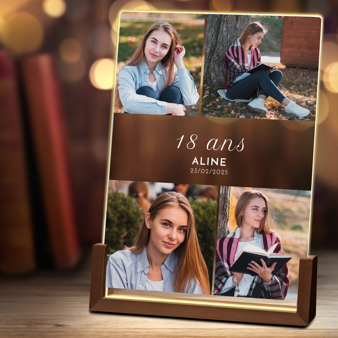 Lampe LED XL personnalisée avec photo pour anniversaire de 18 ans