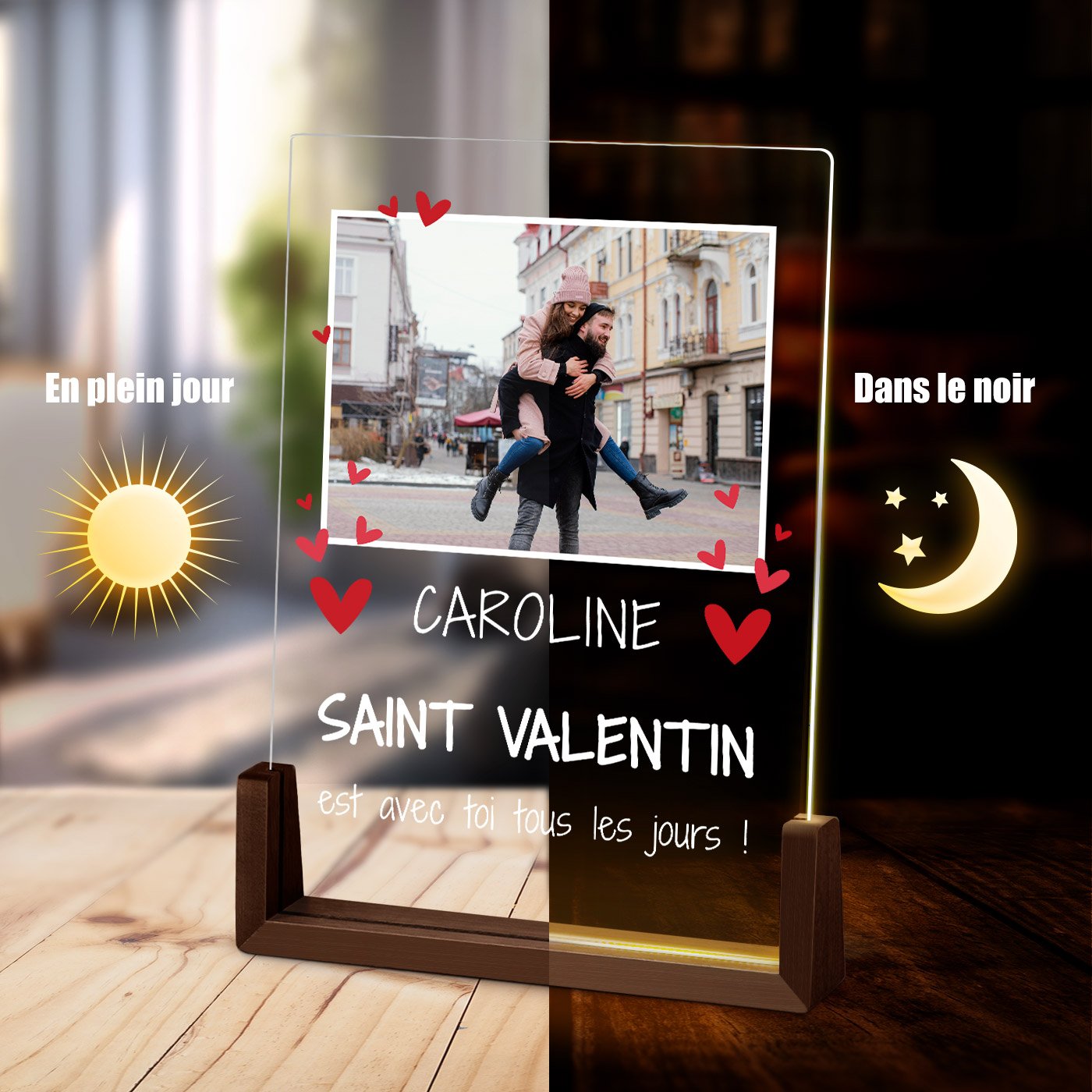 Lámpara LED XL personalizada Murrano con foto para mujer - amiga - novia
