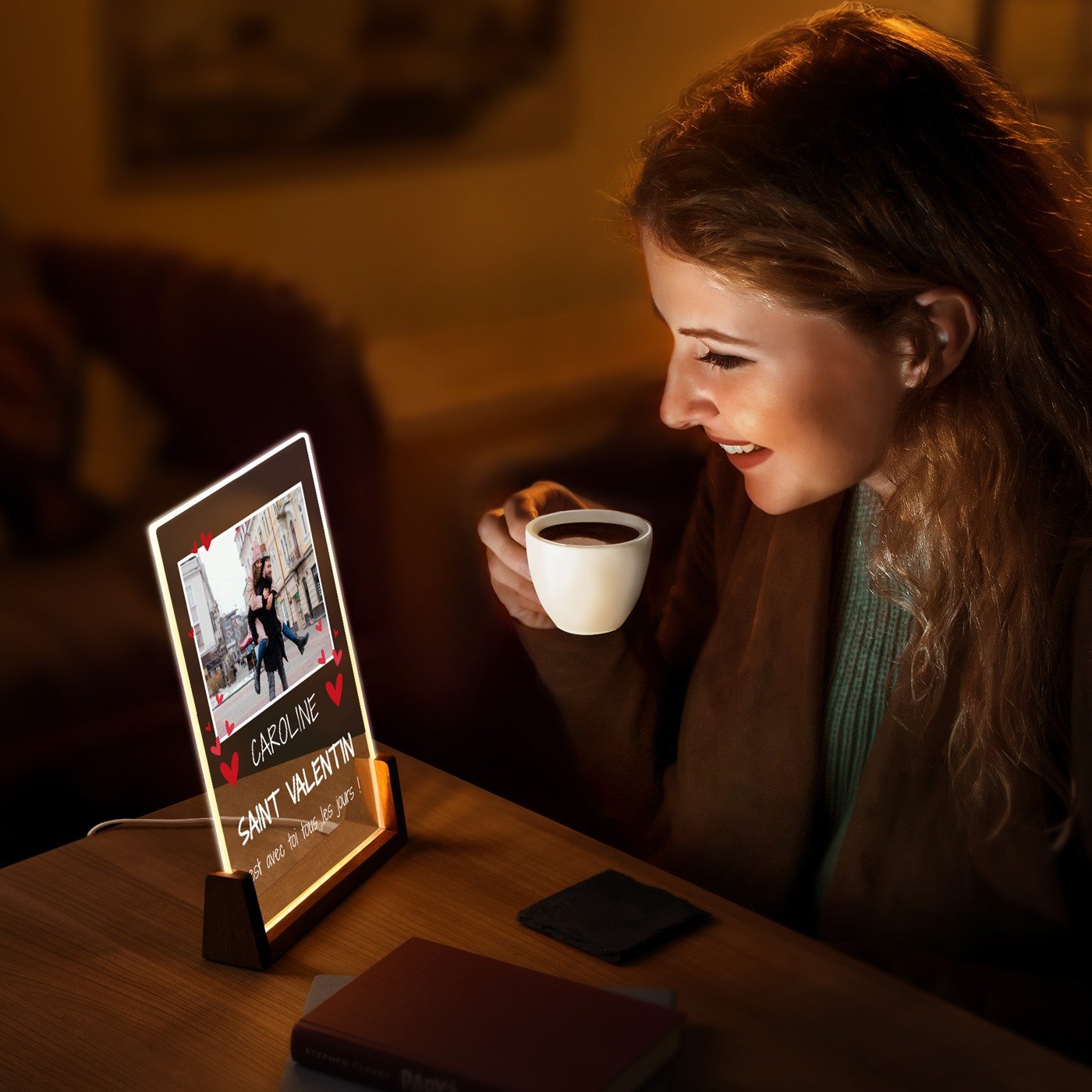 Lámpara LED XL personalizada Murrano con foto para mujer - amiga - novia
