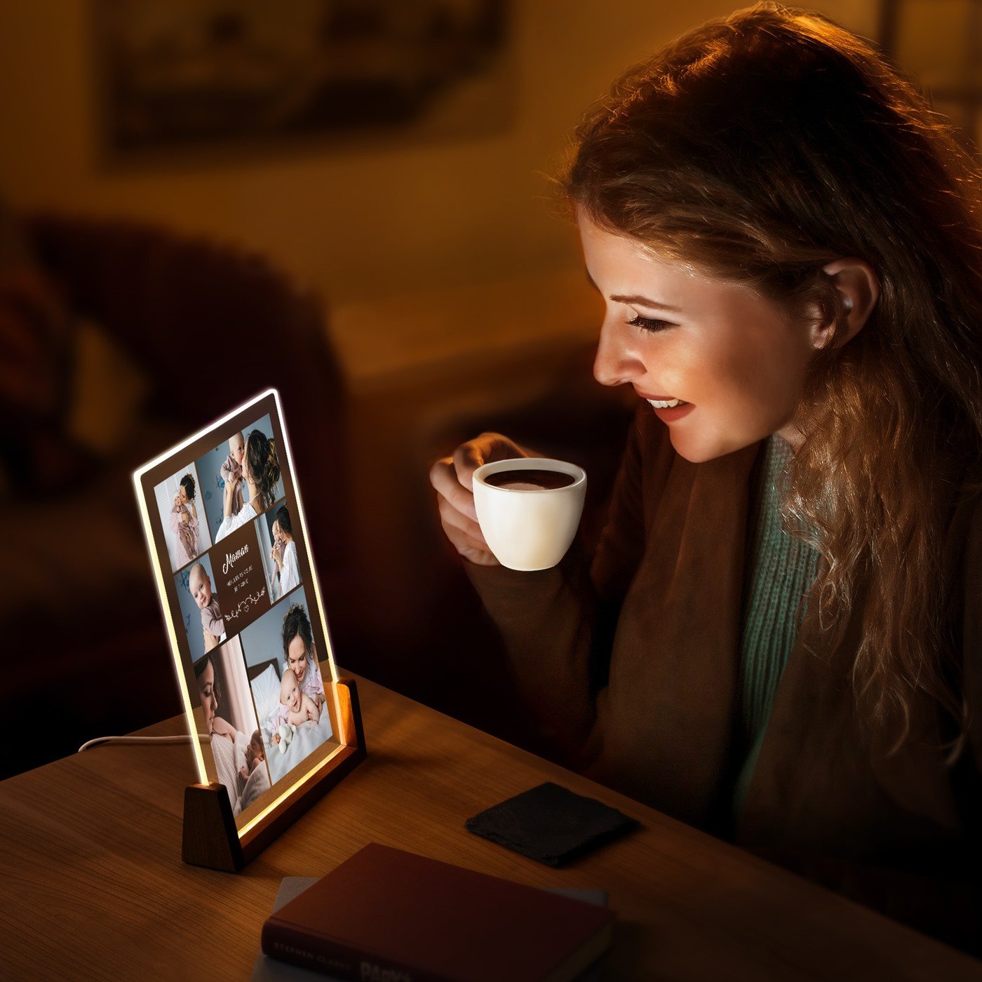 Lámpara LED XL personalizada con foto para el cumpleaños de mamá