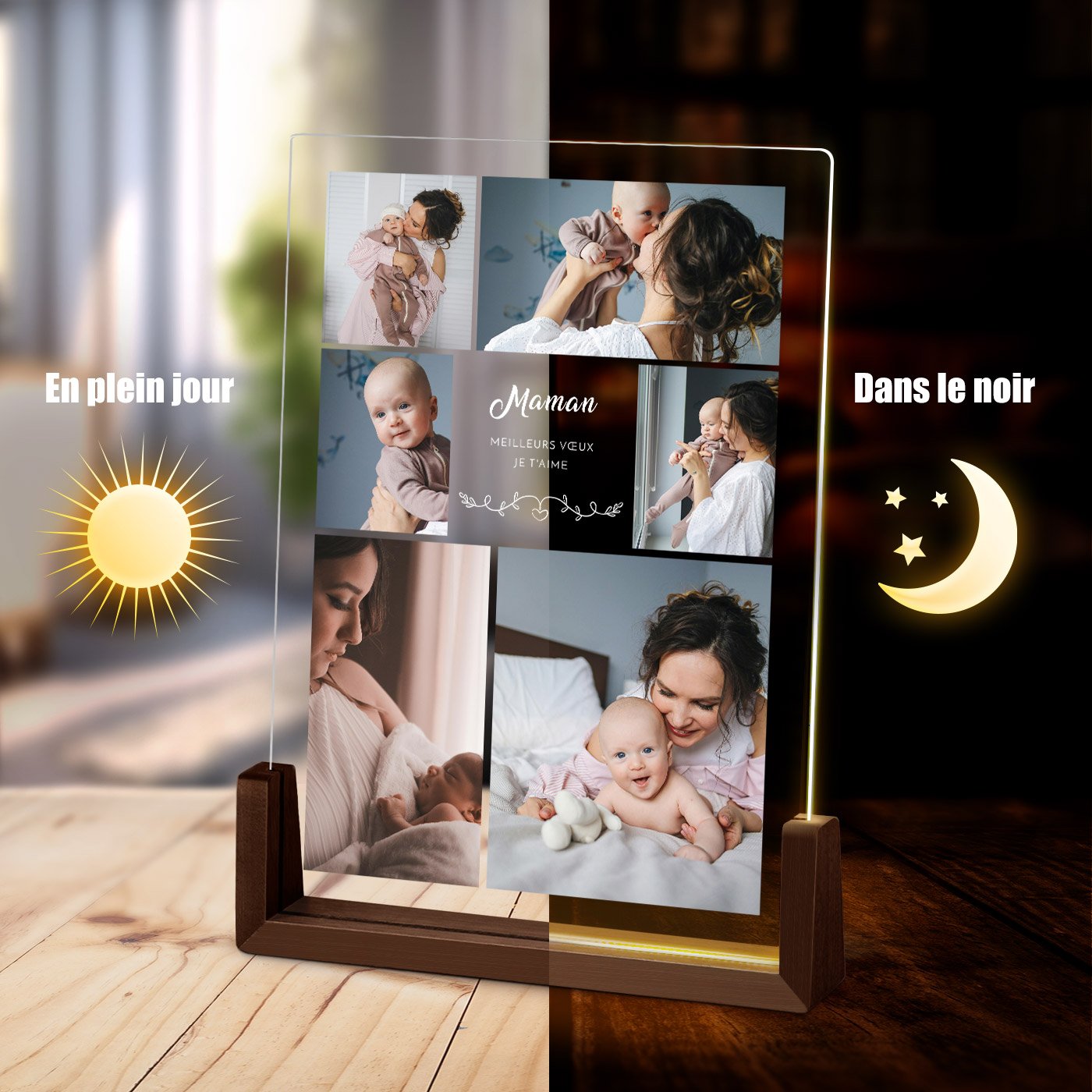 Lámpara LED XL personalizada con foto para el cumpleaños de mamá