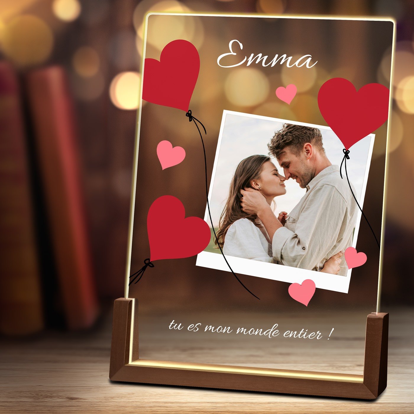 Lámpara LED personalizada Murrano - Marco de pareja amoroso XL