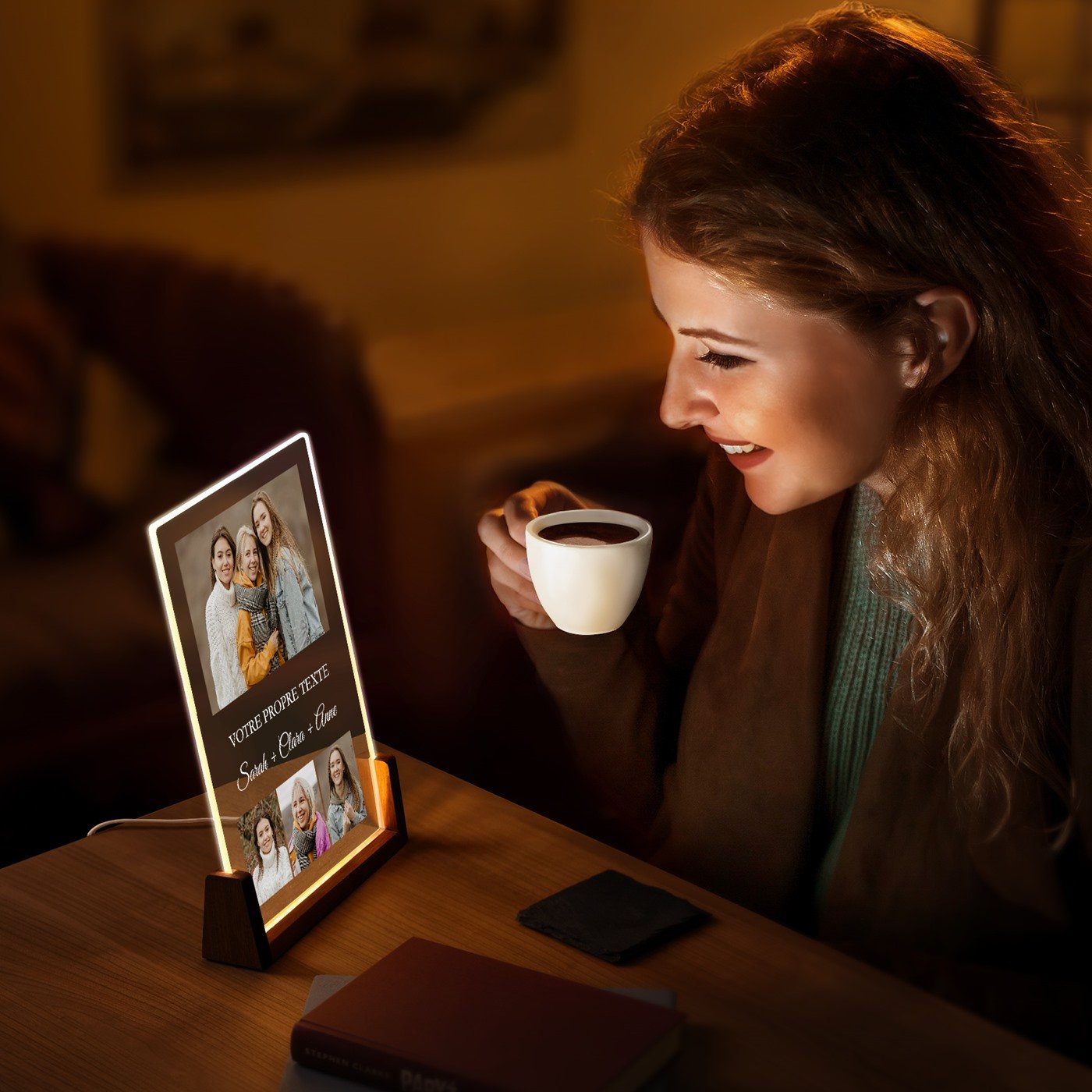 Lámpara LED XL personalizada Murrano con foto y texto