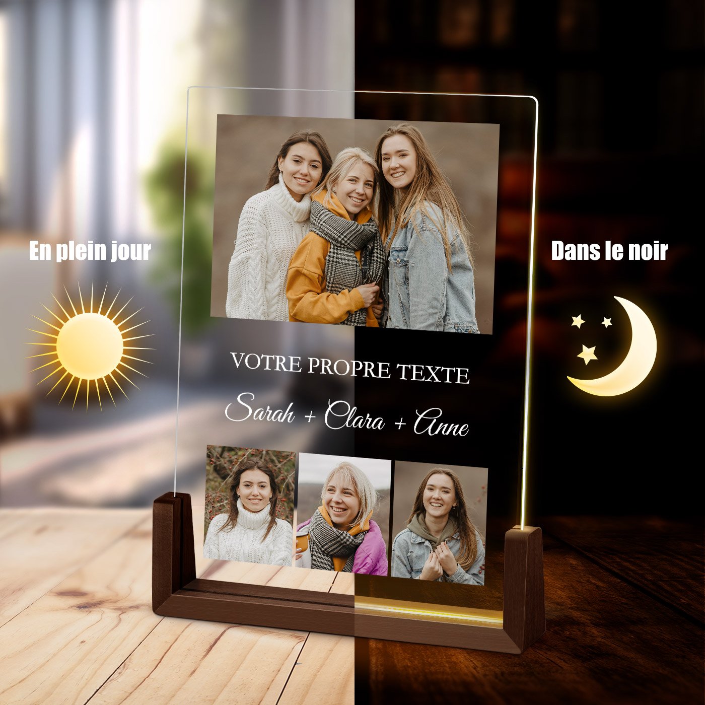 Lámpara LED XL personalizada Murrano con foto y texto