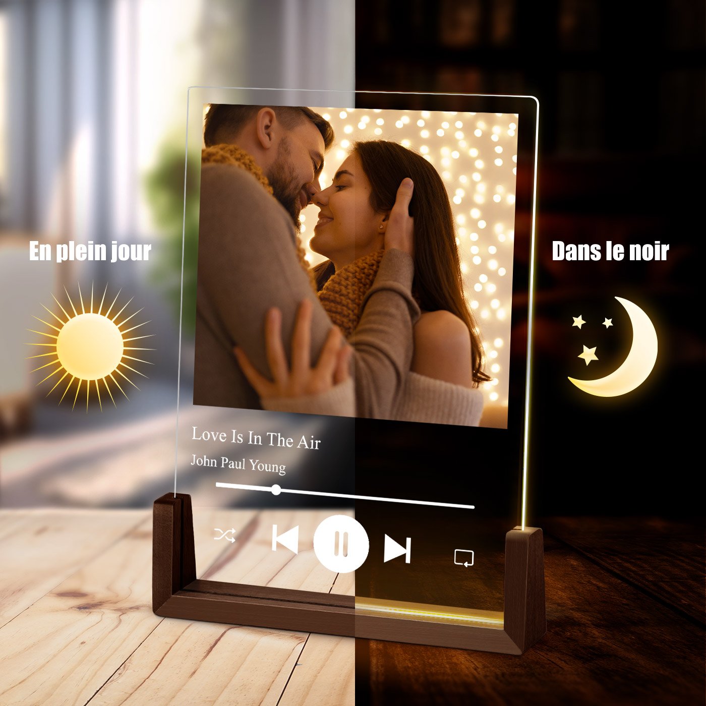Lámpara LED XL personalizada de Murrano para una pareja amante de la música