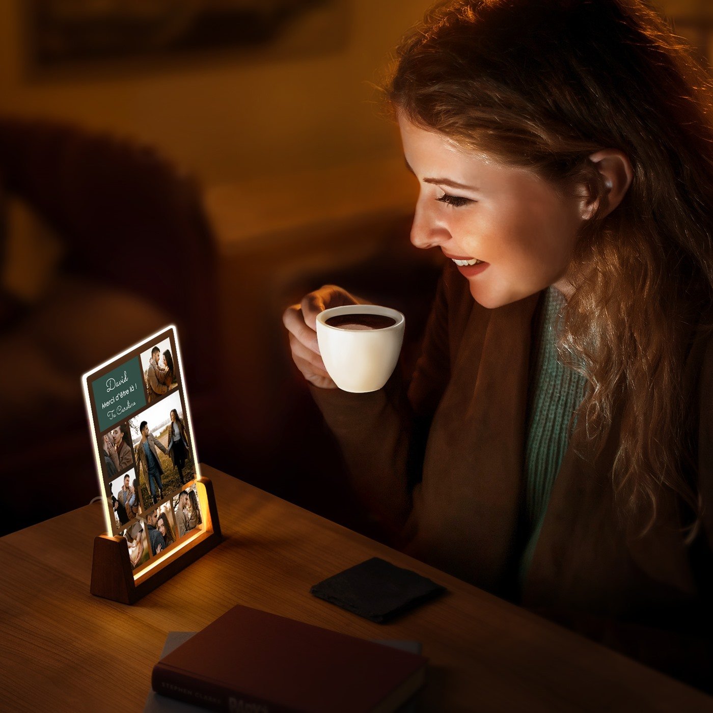 Marco de fotos LED personalizado Murrano para novio esposo amigo para el Día de San Valentín