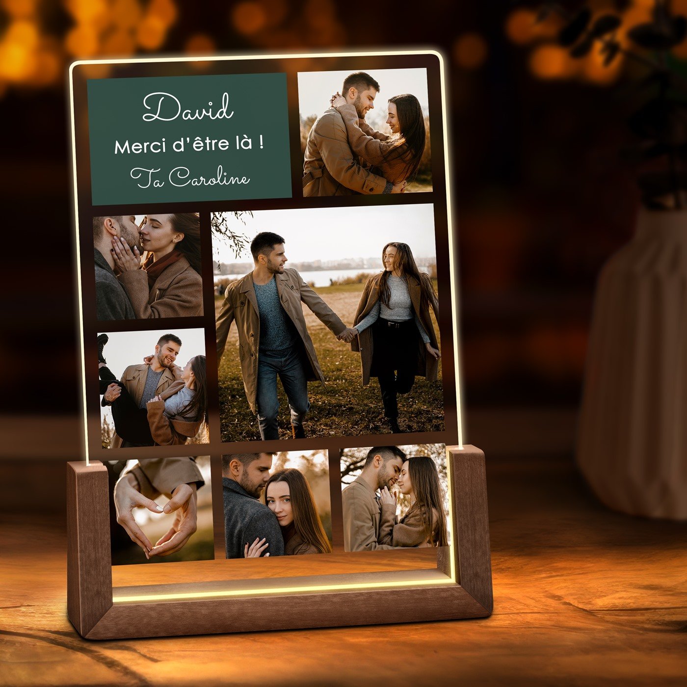 Marco de fotos LED personalizado Murrano para novio esposo amigo para el Día de San Valentín