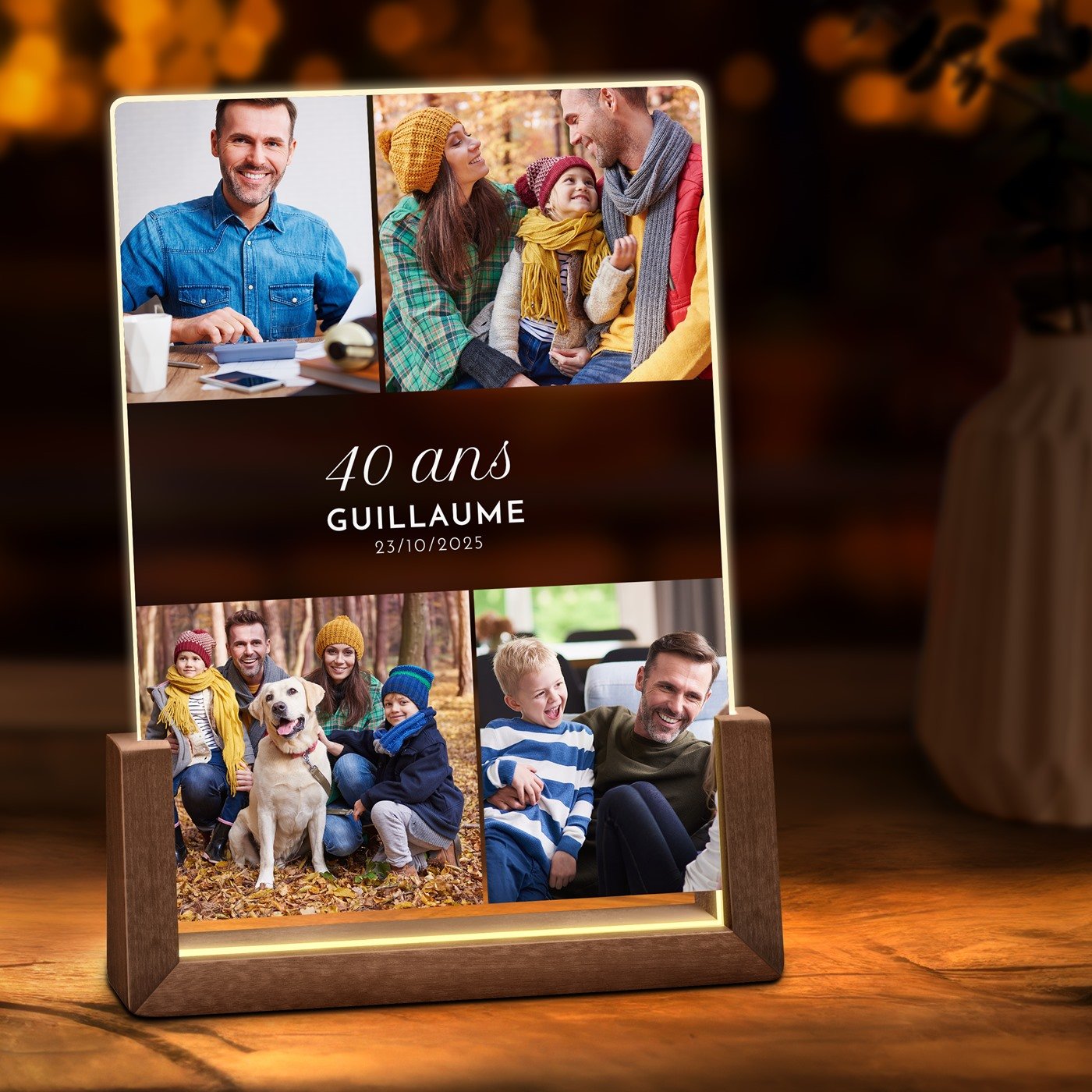 Murrano Customized LED Photo Lamp for Men's 40th Birthday