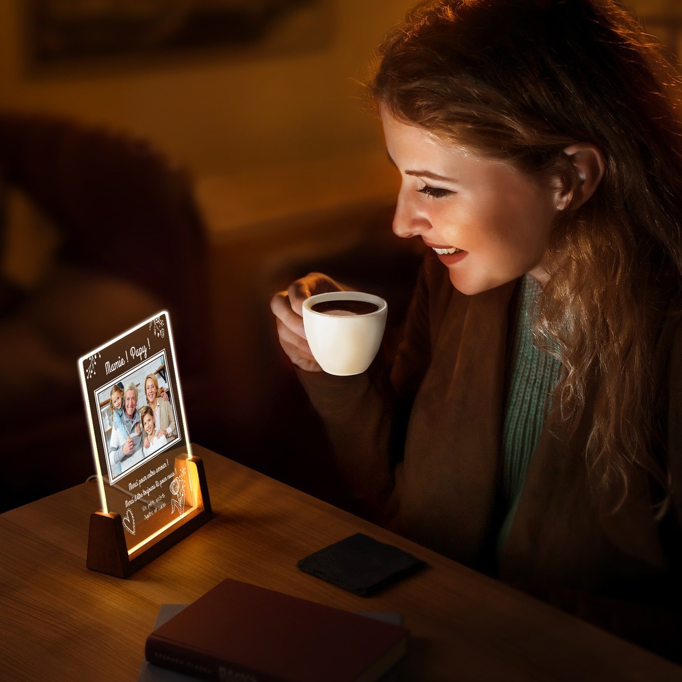 Murrano Customized LED Lamp with Photo for Grandparents