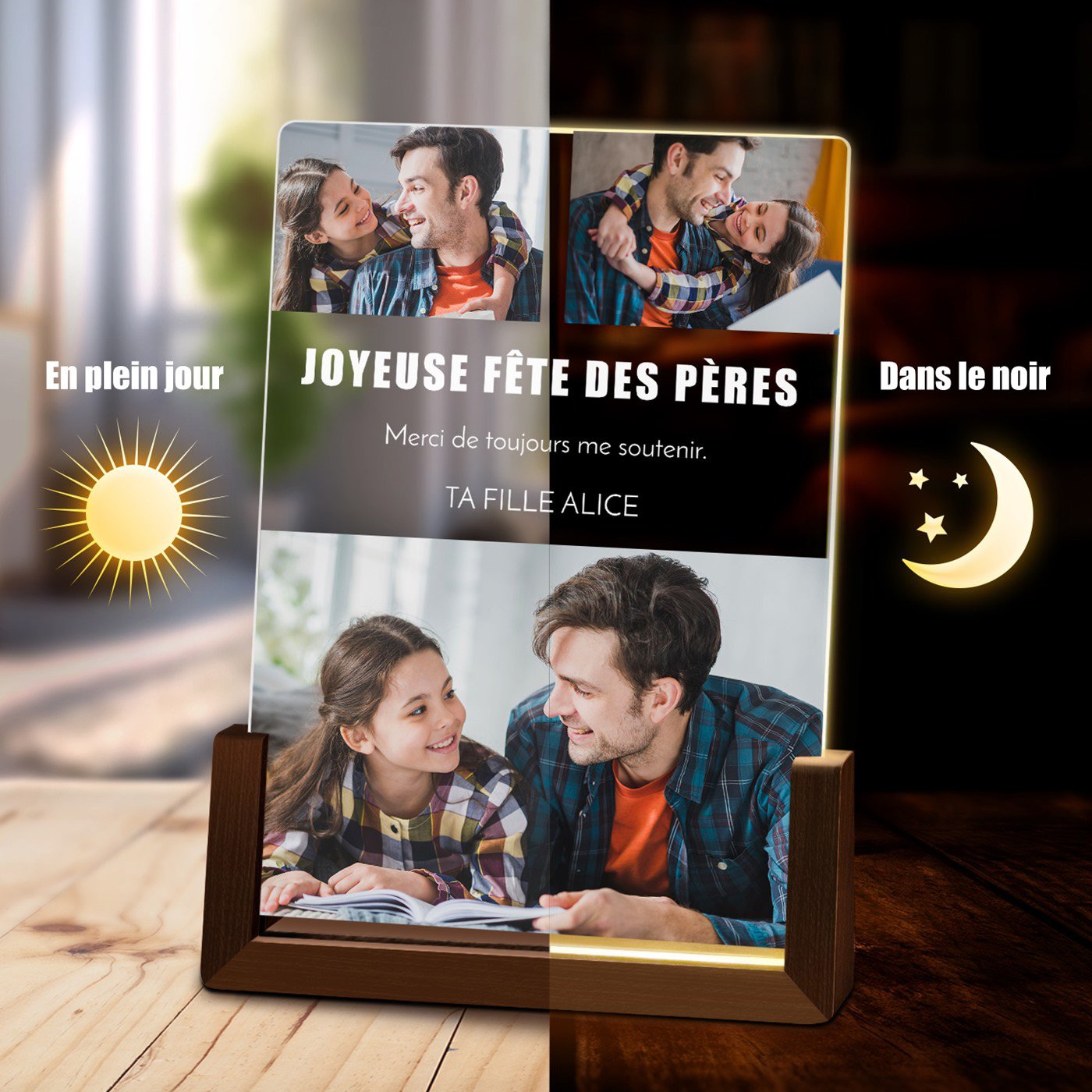 Murrano Custom LED Photo Lamp for Dad - Father's Day Gift