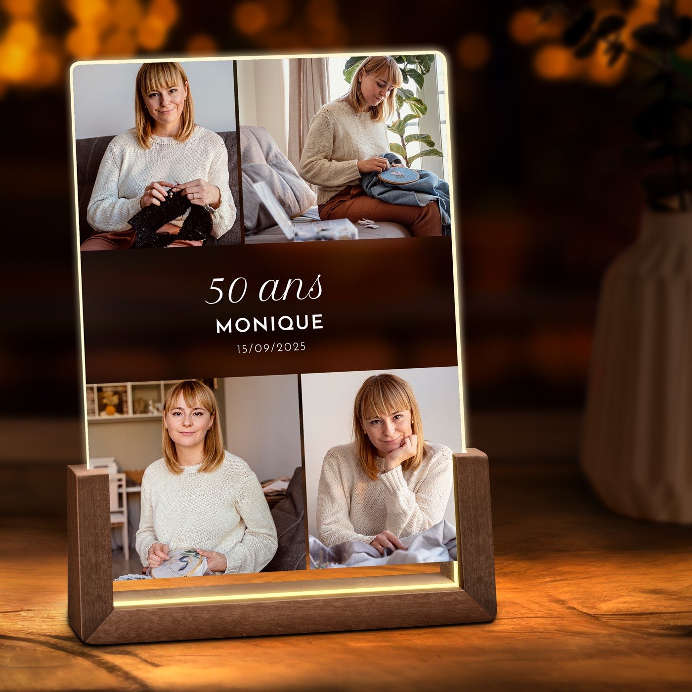 Murrano Customized LED Lamp with Photo for Woman's 40th Birthday