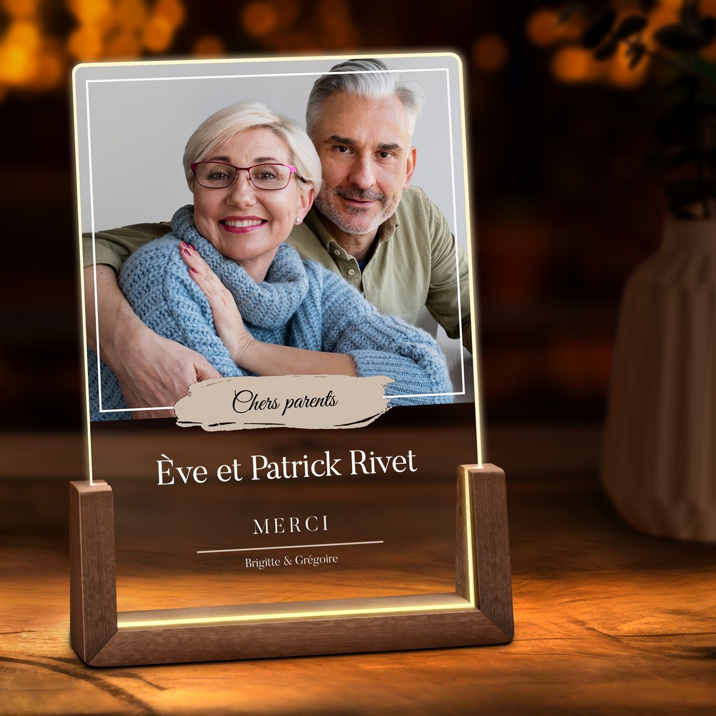 Murrano Custom LED Photo Lamp - Parents Gift