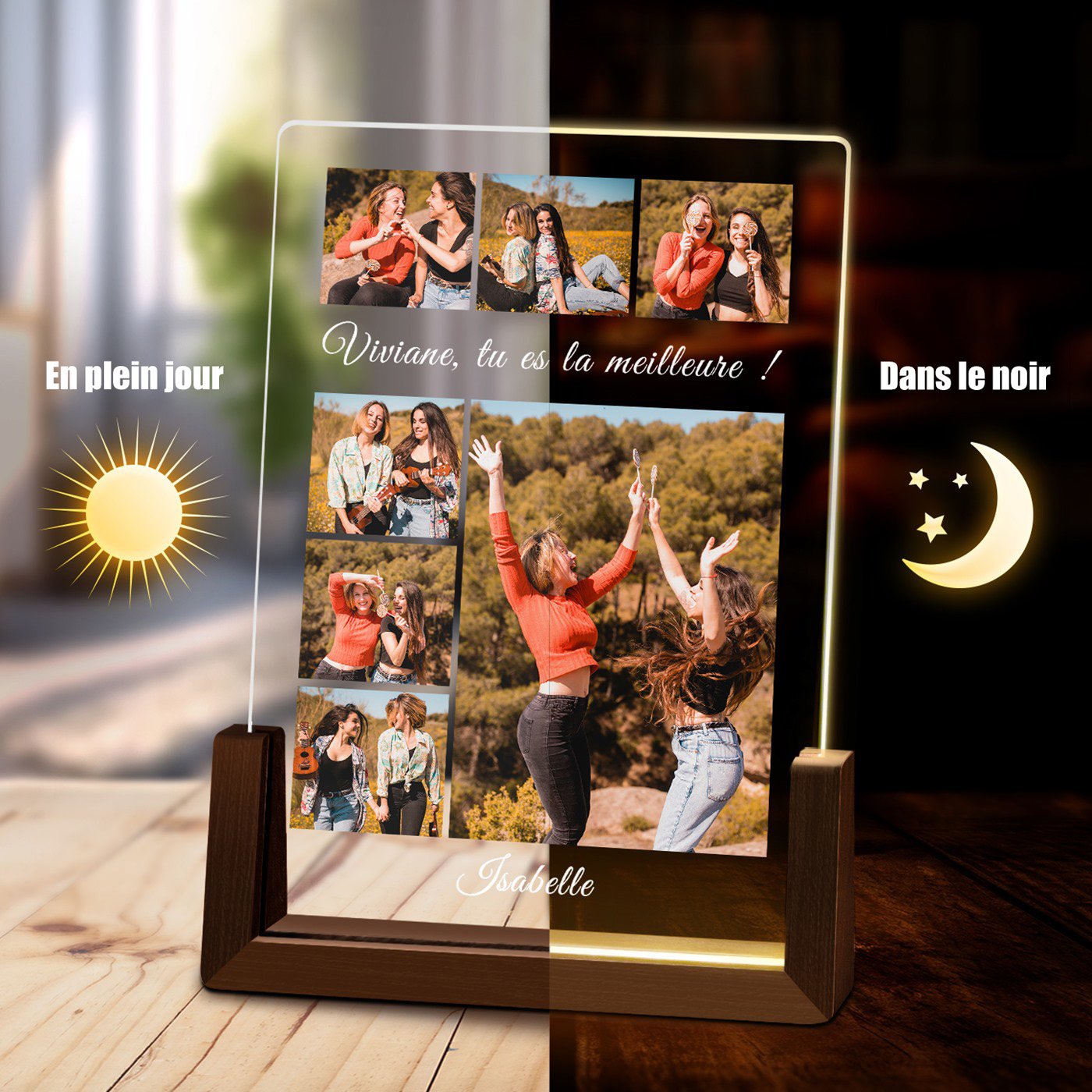 Lampe LED personnalisée Murrano pour meilleure amie
