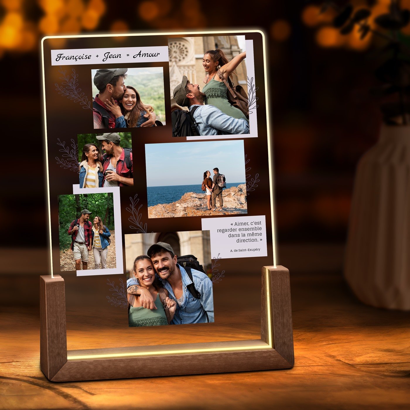 Lámpara LED personalizada Murrano para parejas