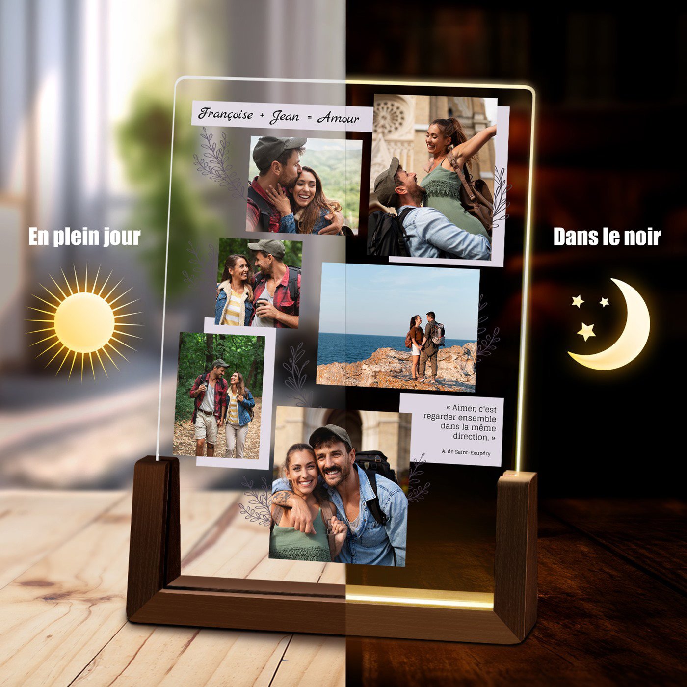 Lámpara LED personalizada Murrano para parejas