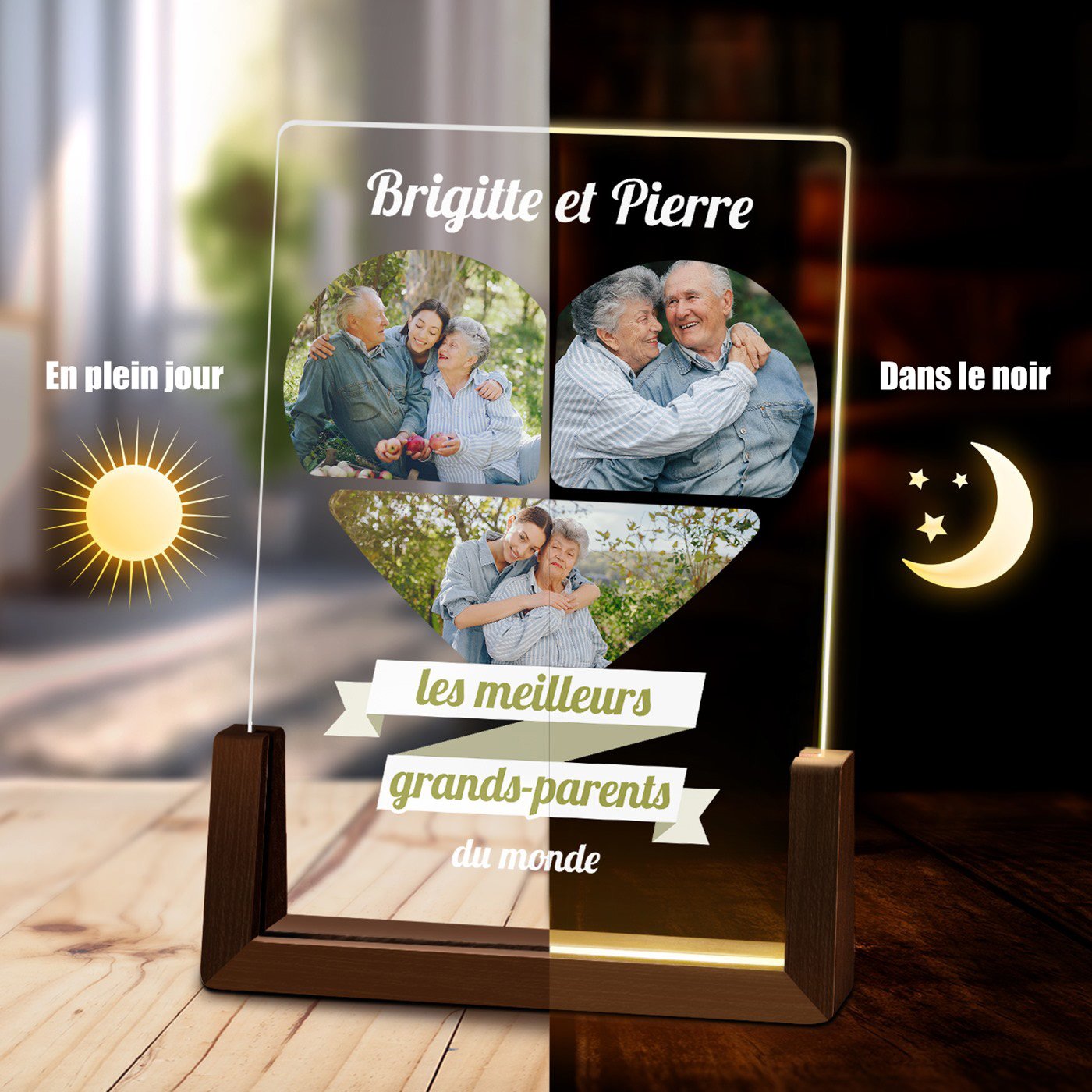 Custom LED Lamp with Photo for Grandparents
