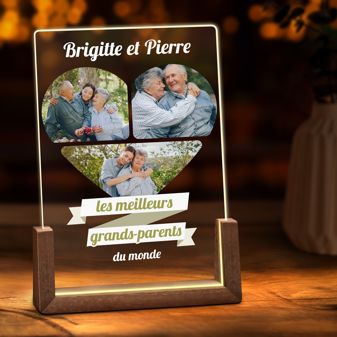 Custom LED Lamp with Photo for Grandparents