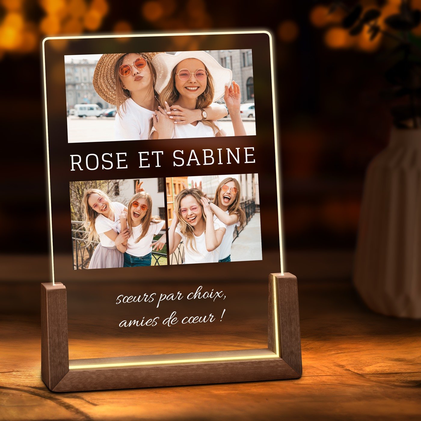 Lámpara LED personalizada Murrano con foto para amigas