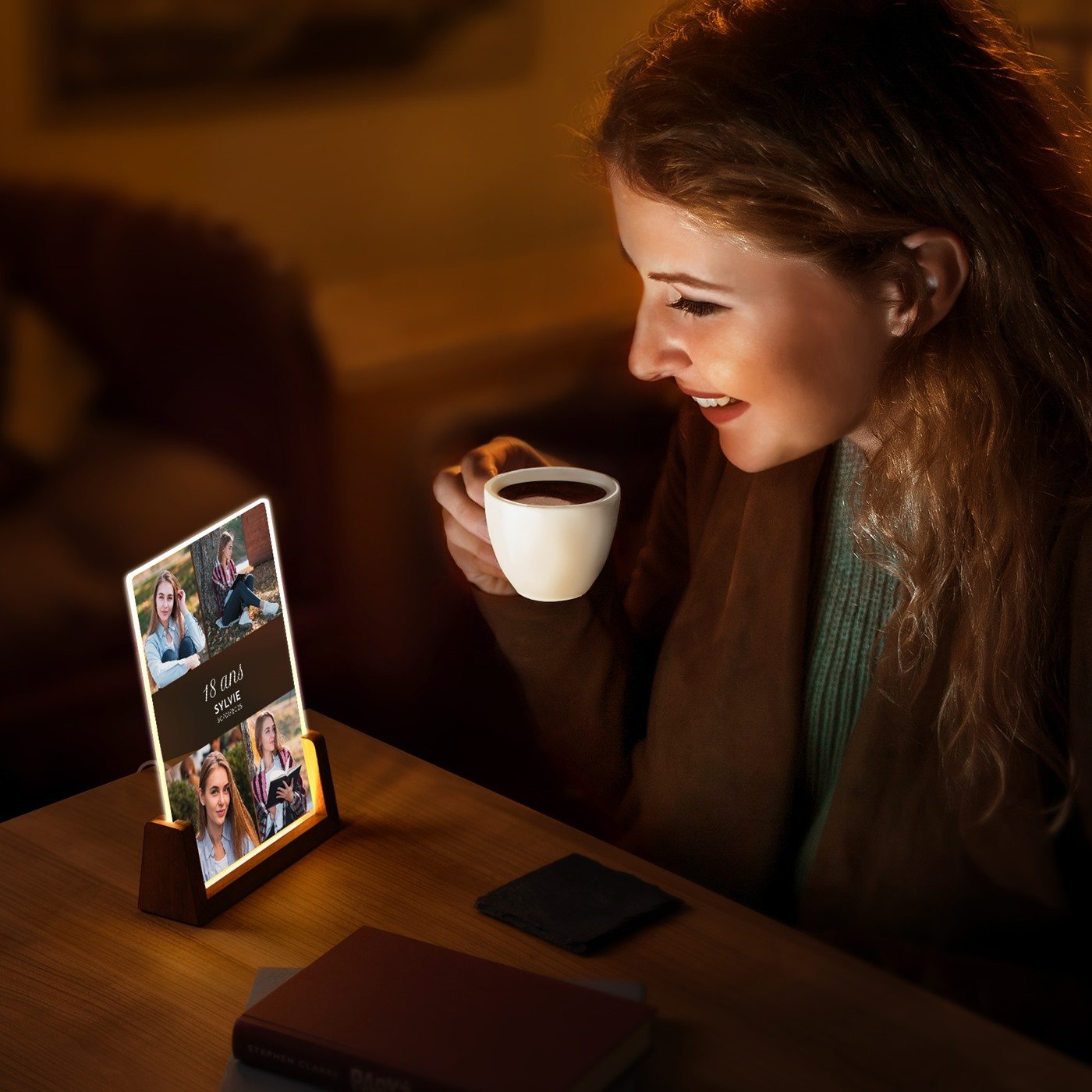 Lampe LED personnalisée avec photo pour anniversaire de 18 ans