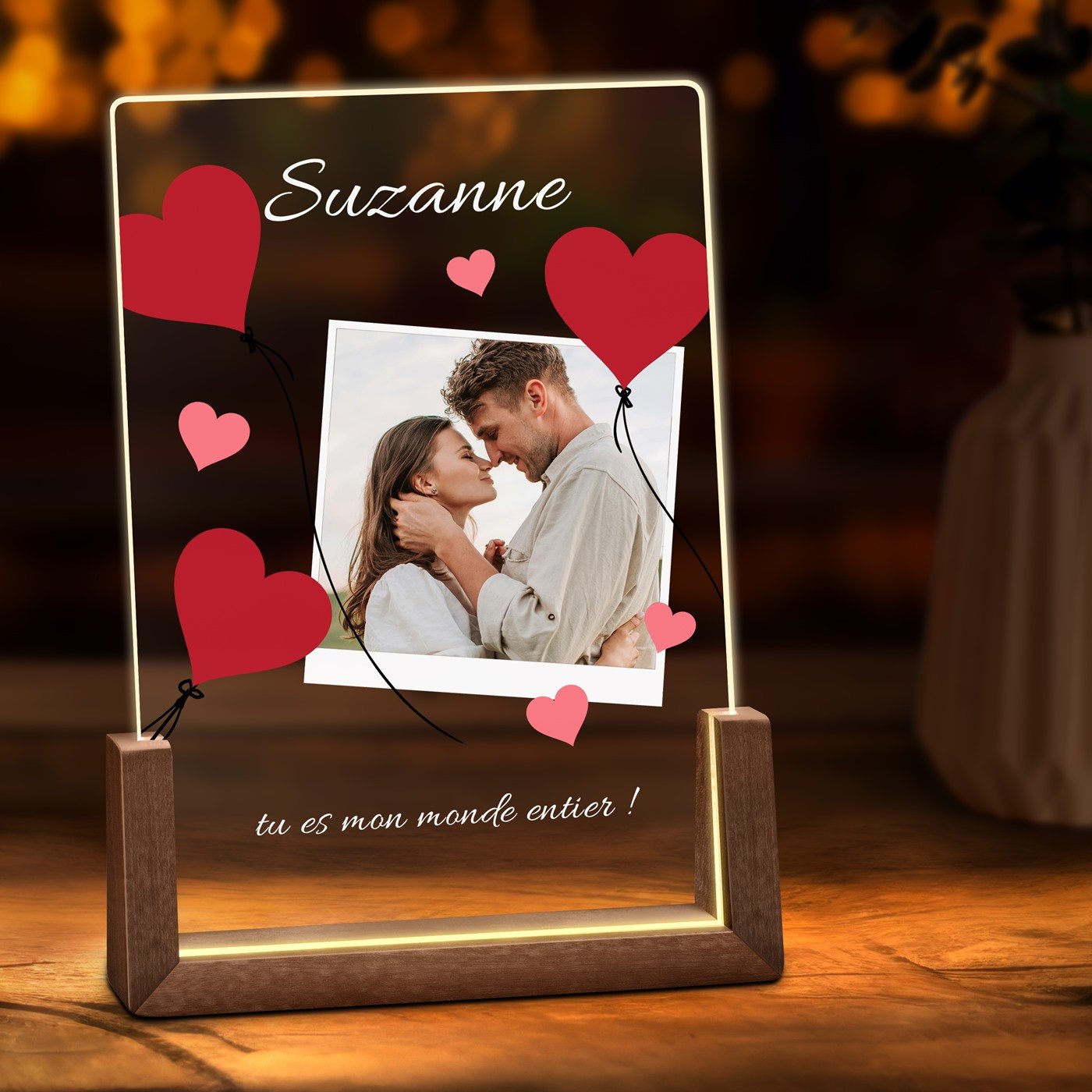 Lámpara LED personalizada Murrano con foto - Él y Ella