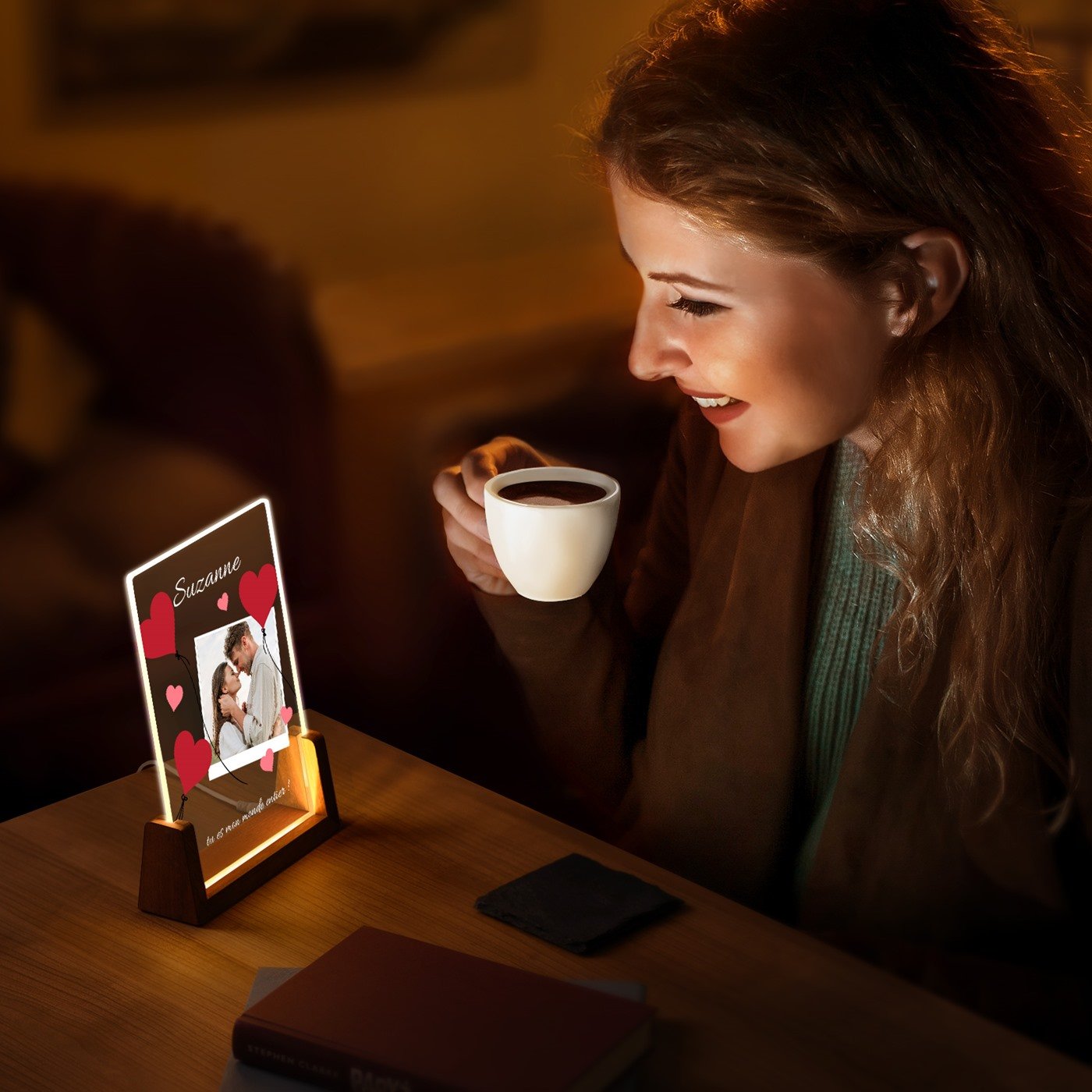 Lámpara LED personalizada Murrano con foto - Él y Ella