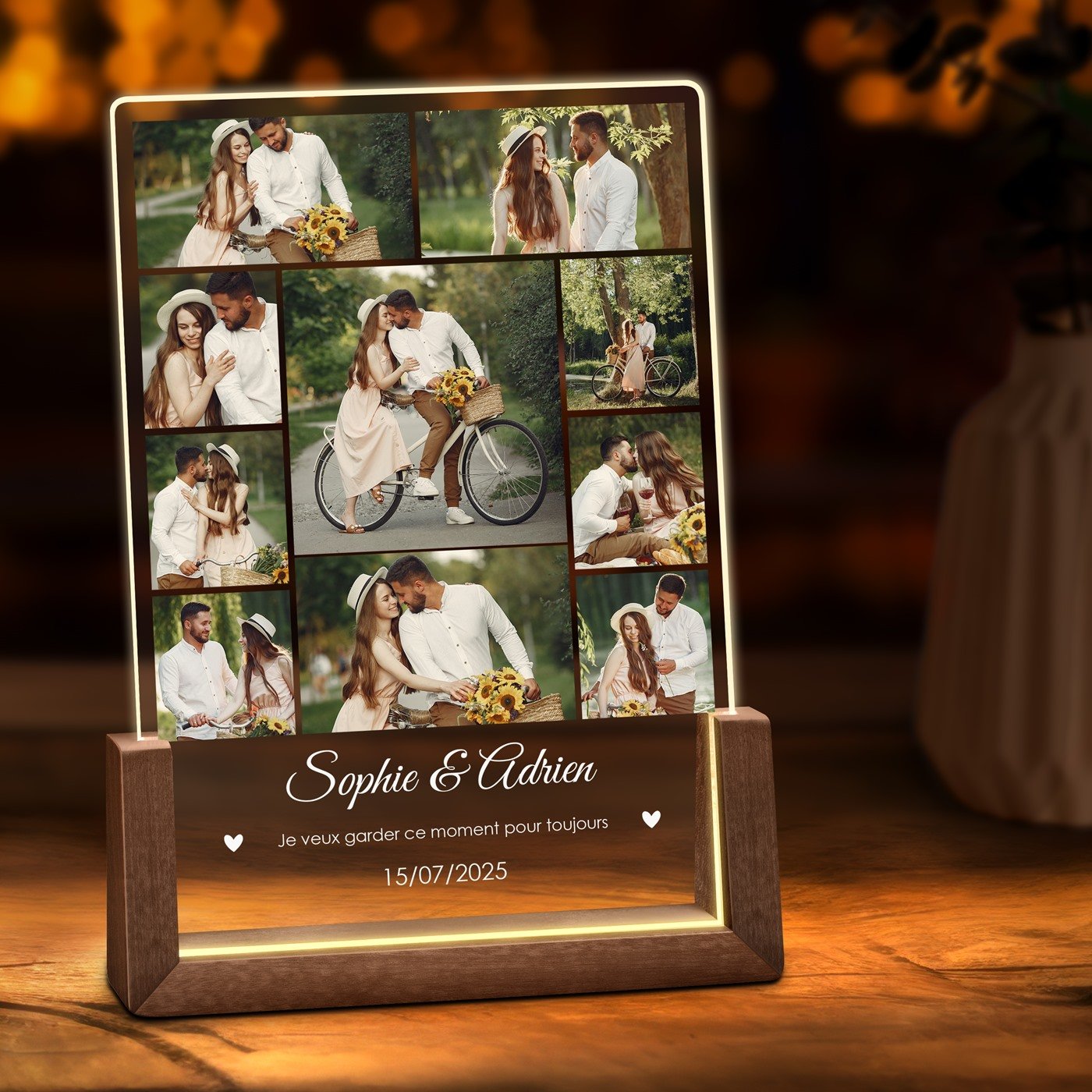 Lámpara LED personalizada para parejas - Murrano
