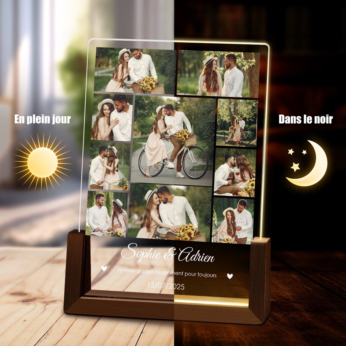 Lámpara LED personalizada para parejas - Murrano