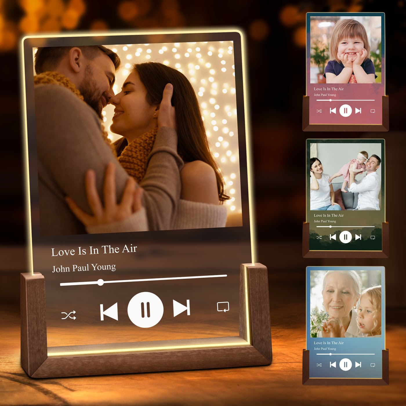 Lámpara LED personalizada Murrano con foto para pareja amante de la música
