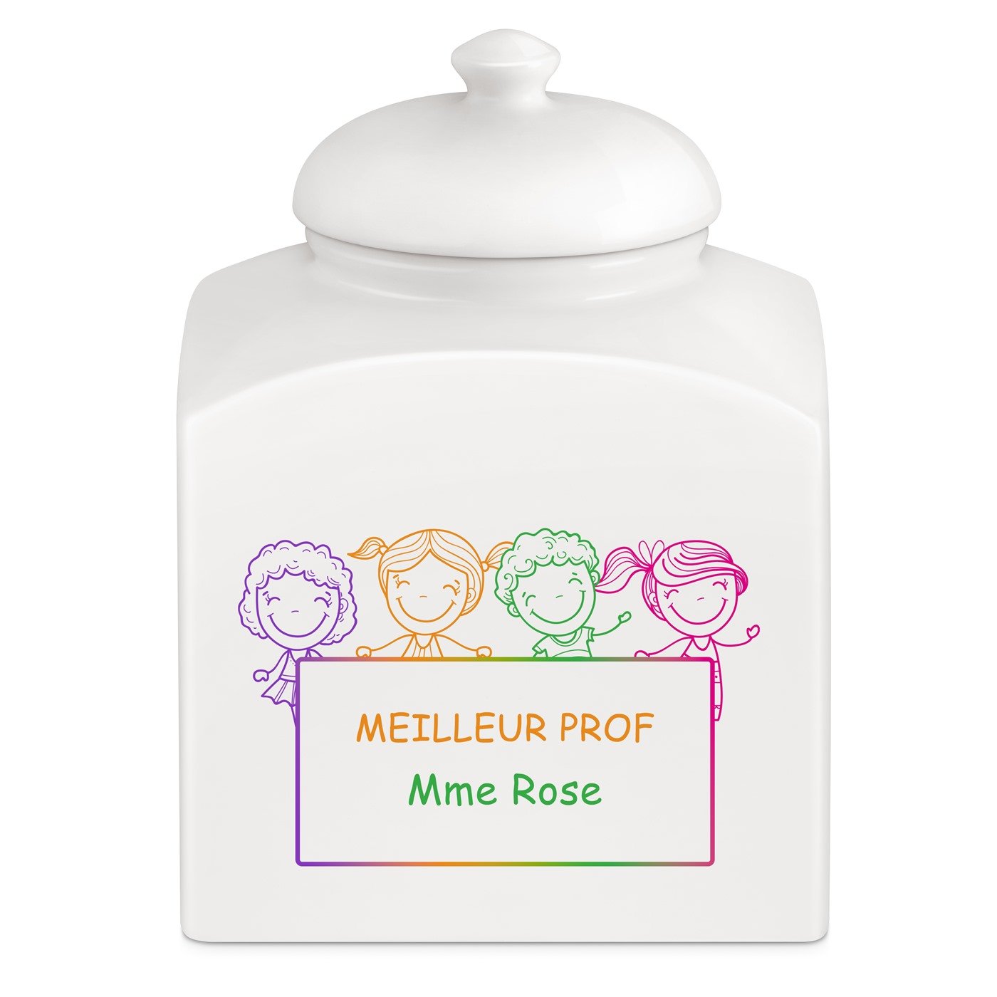 Murrano Ceramic Cookie Jar with Personalized Impression for a Teacher
