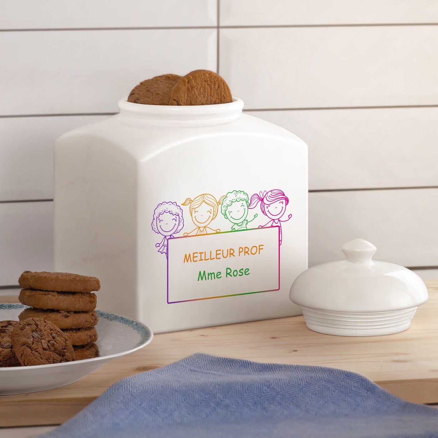 Murrano Ceramic Cookie Jar with Personalized Impression for a Teacher