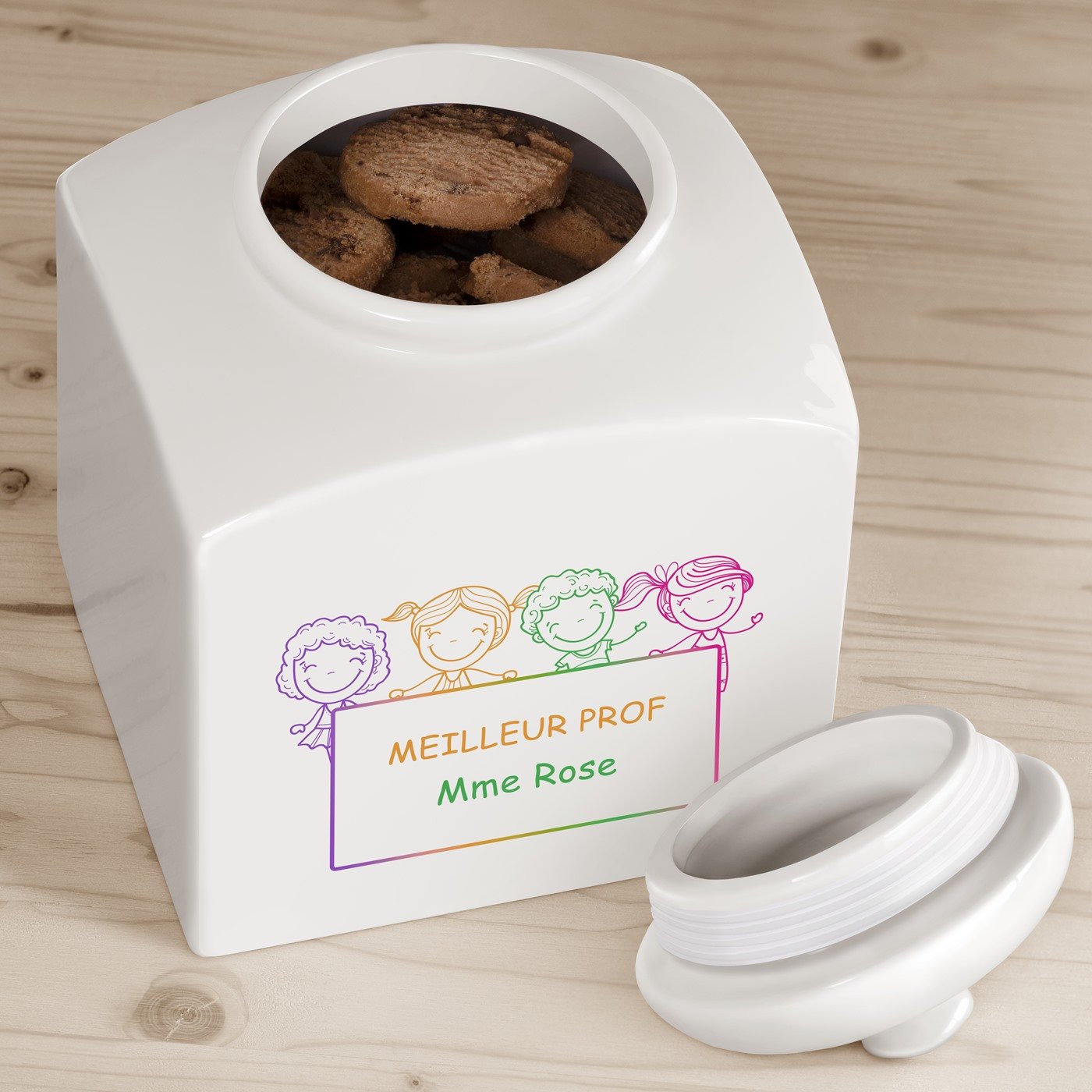 Murrano Ceramic Cookie Jar with Personalized Impression for a Teacher