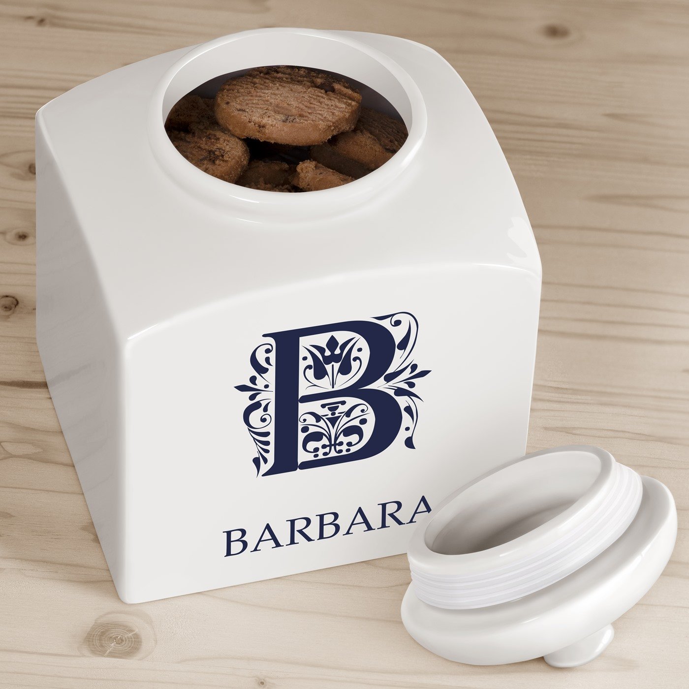 Murrano Ceramic Cookie Jar with Personalized Monogram for Women