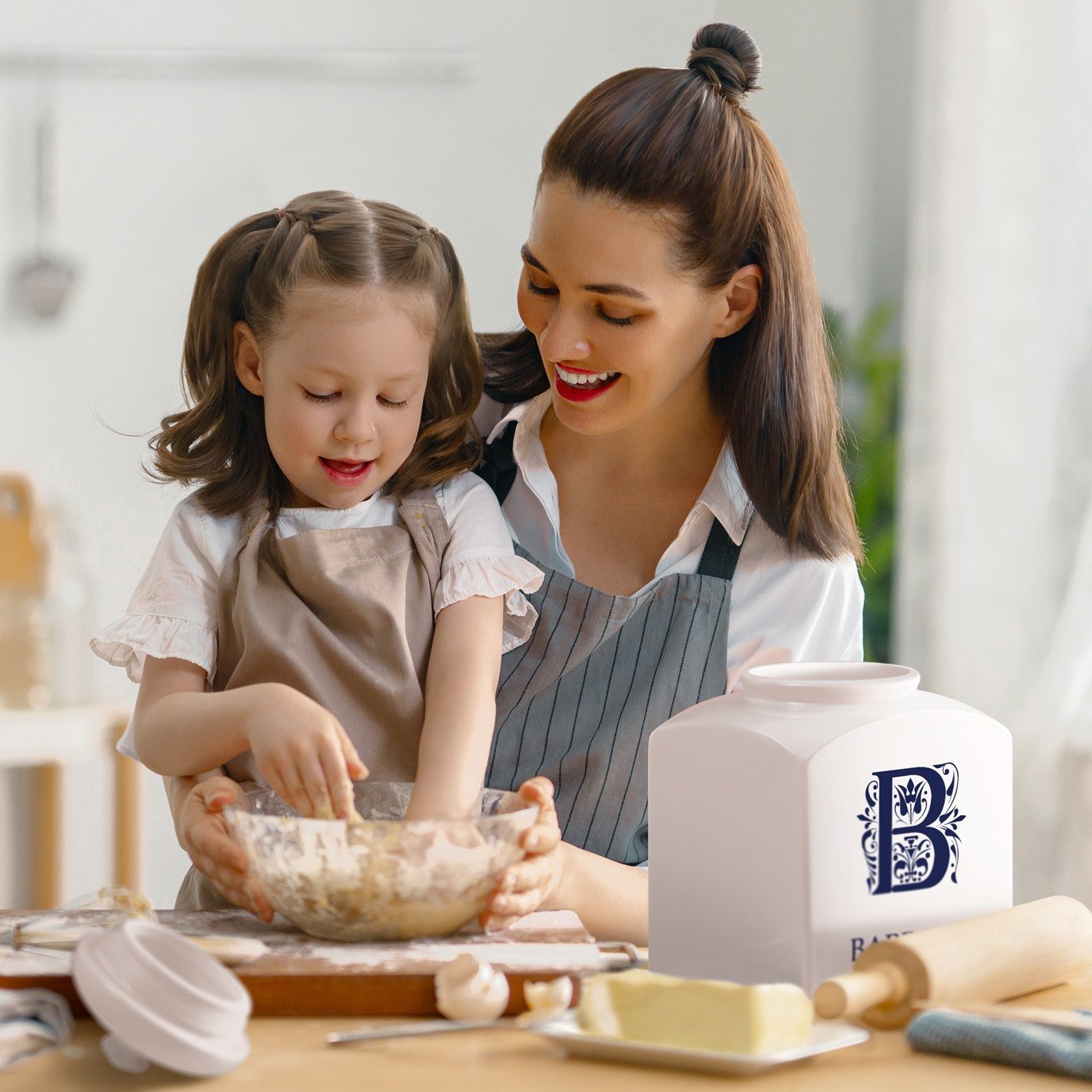 Murrano Ceramic Cookie Jar with Personalized Monogram for Women