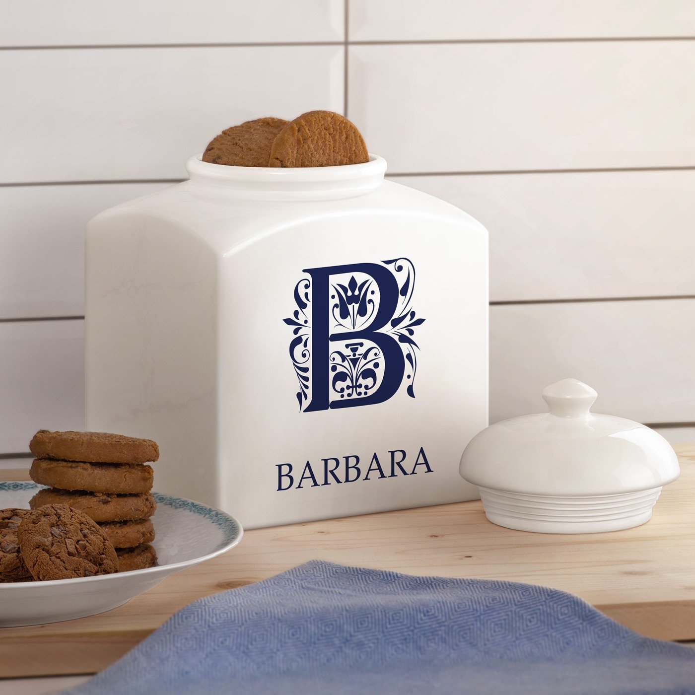 Murrano Ceramic Cookie Jar with Personalized Monogram for Women