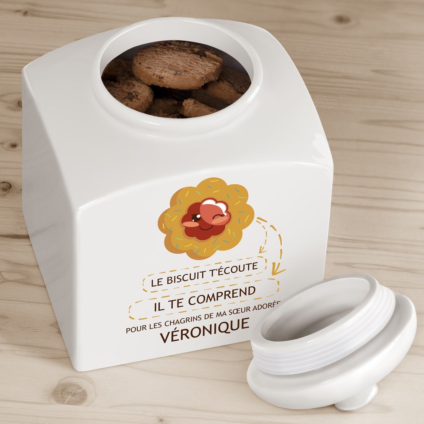 Tarro de galletas personalizado de cerámica Murrano para la mejor hermana