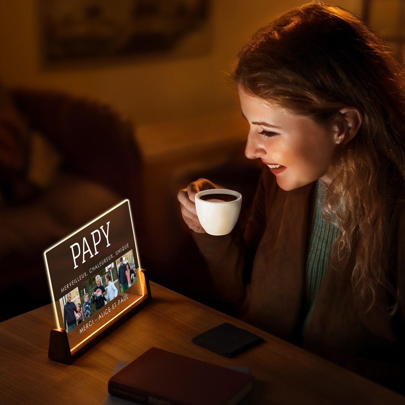 Lampe LED horizontale personnalisée Murrano pour papy