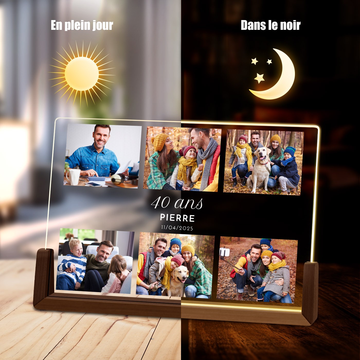 Lámpara LED horizontal personalizada para su 40º cumpleaños